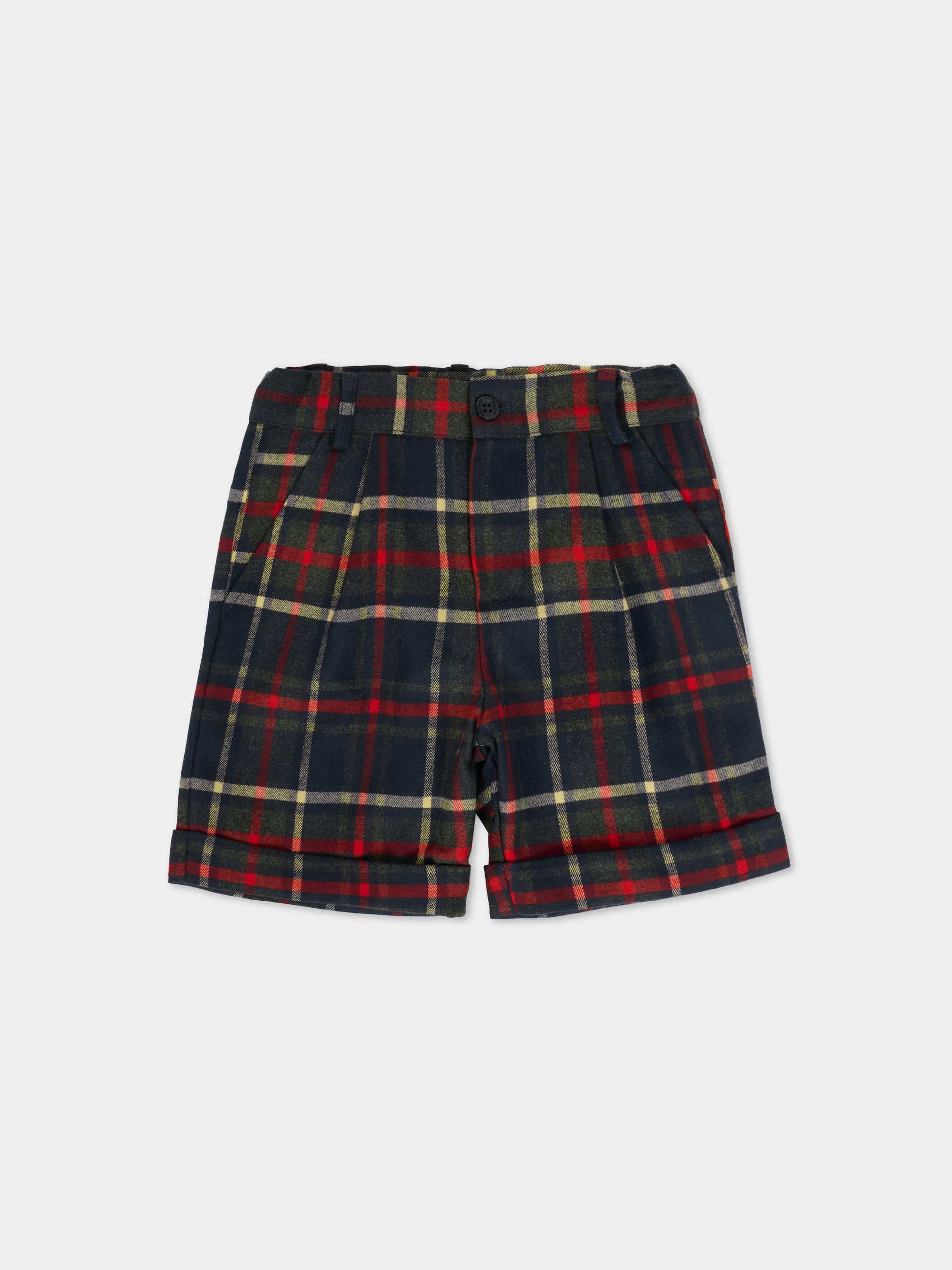 Shorts blu per neonato con motivo a quadri,Patachou,PAP CL4133370 Z0133