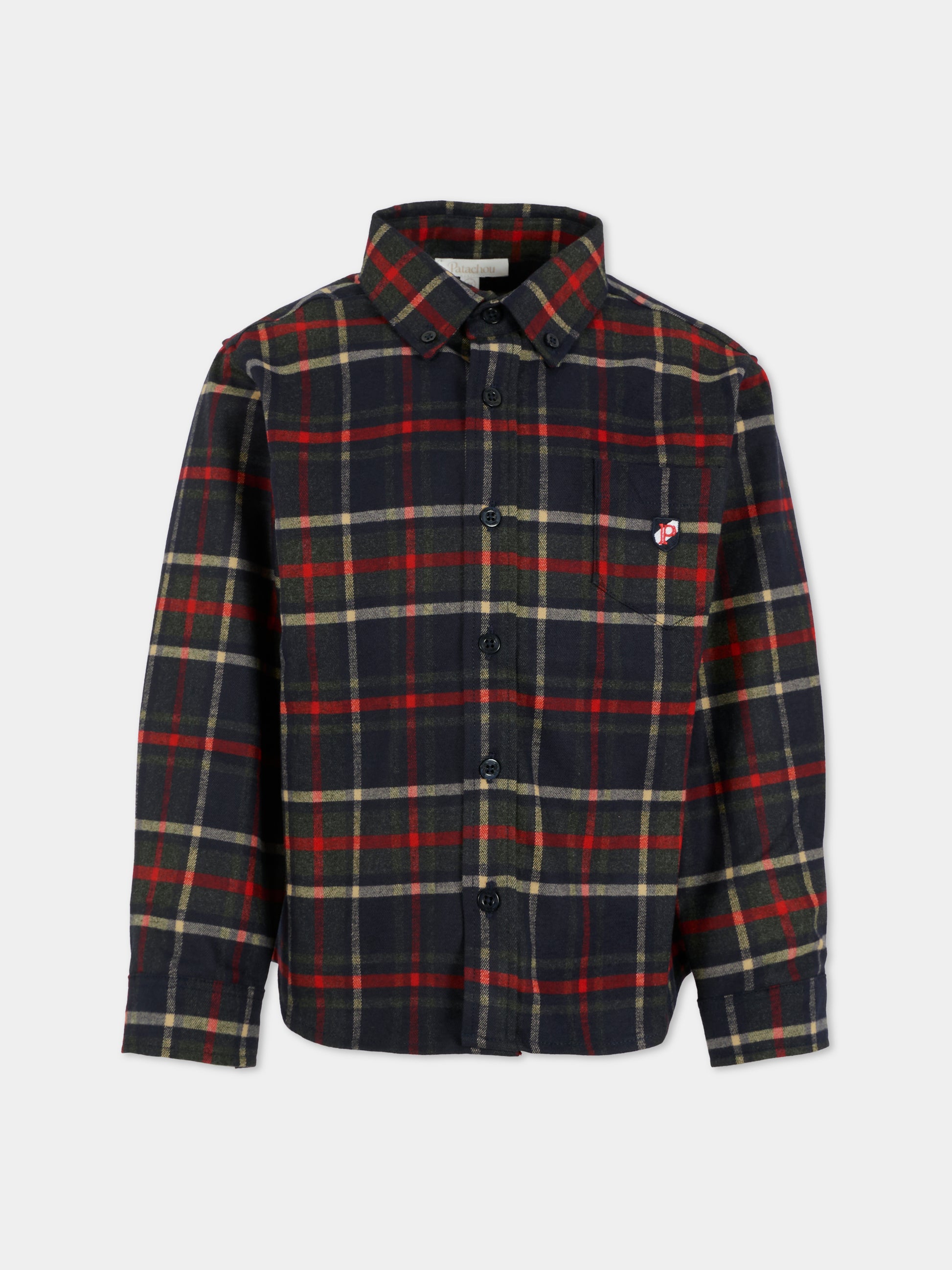 Camicia blu per bambino con patch ricamato,Patachou,PAP CM4133306 Z0133