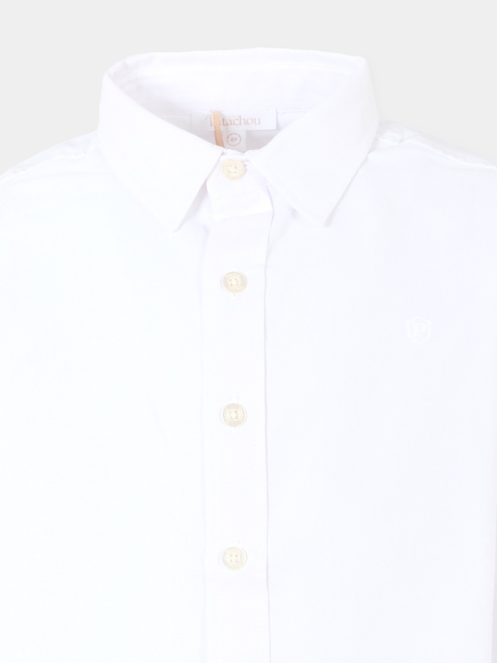 Camicia bianca per bambino con logo ricamato,Patachou,PAP CM4133364 000