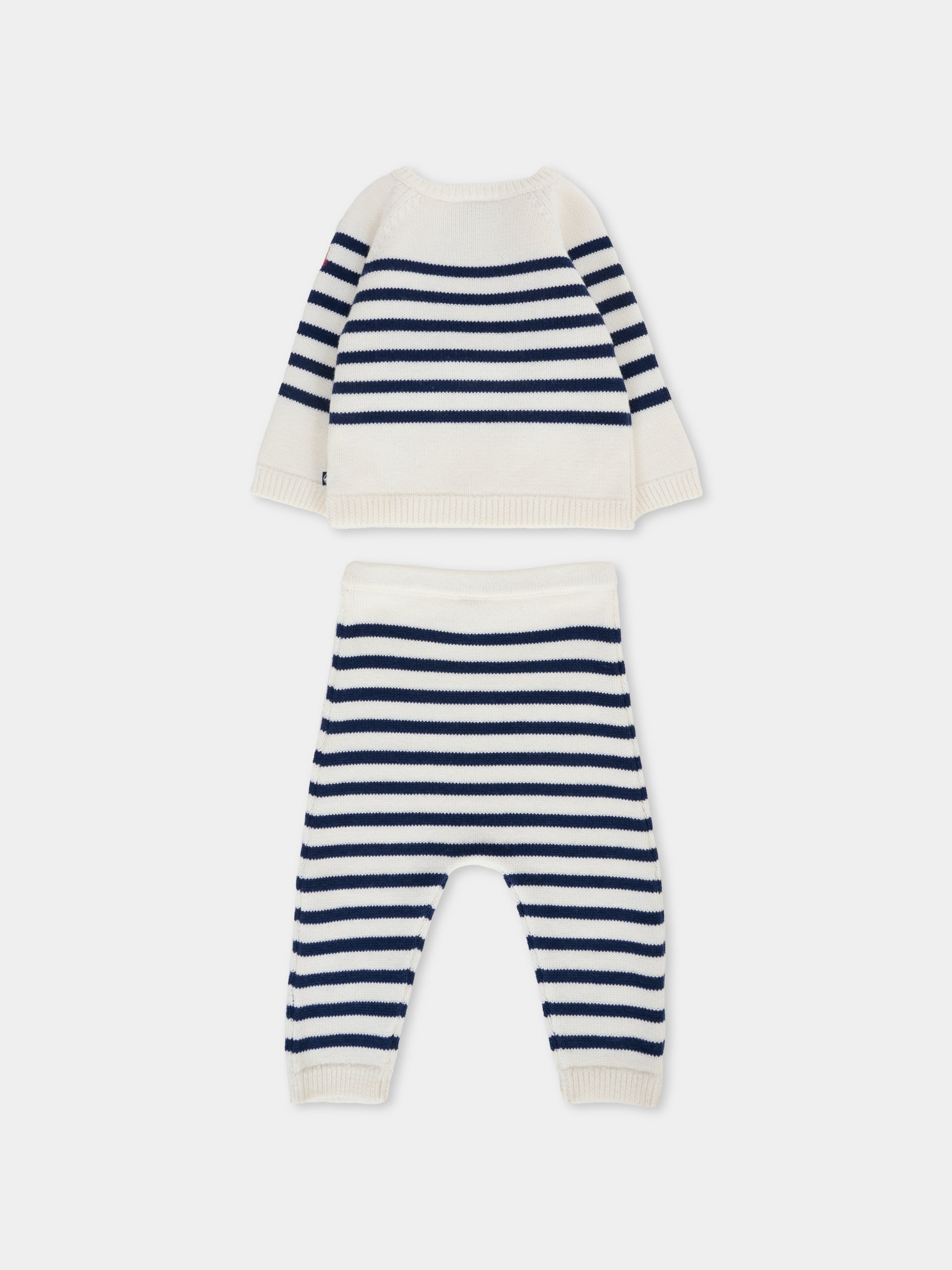 Completo avorio per neonato con logo rosso,Petit Bateau,A0ECR 01