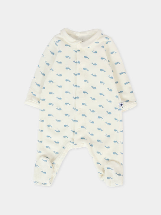 Tutina bianca per neonato con balene,Petit Bateau,A0DZ5 01