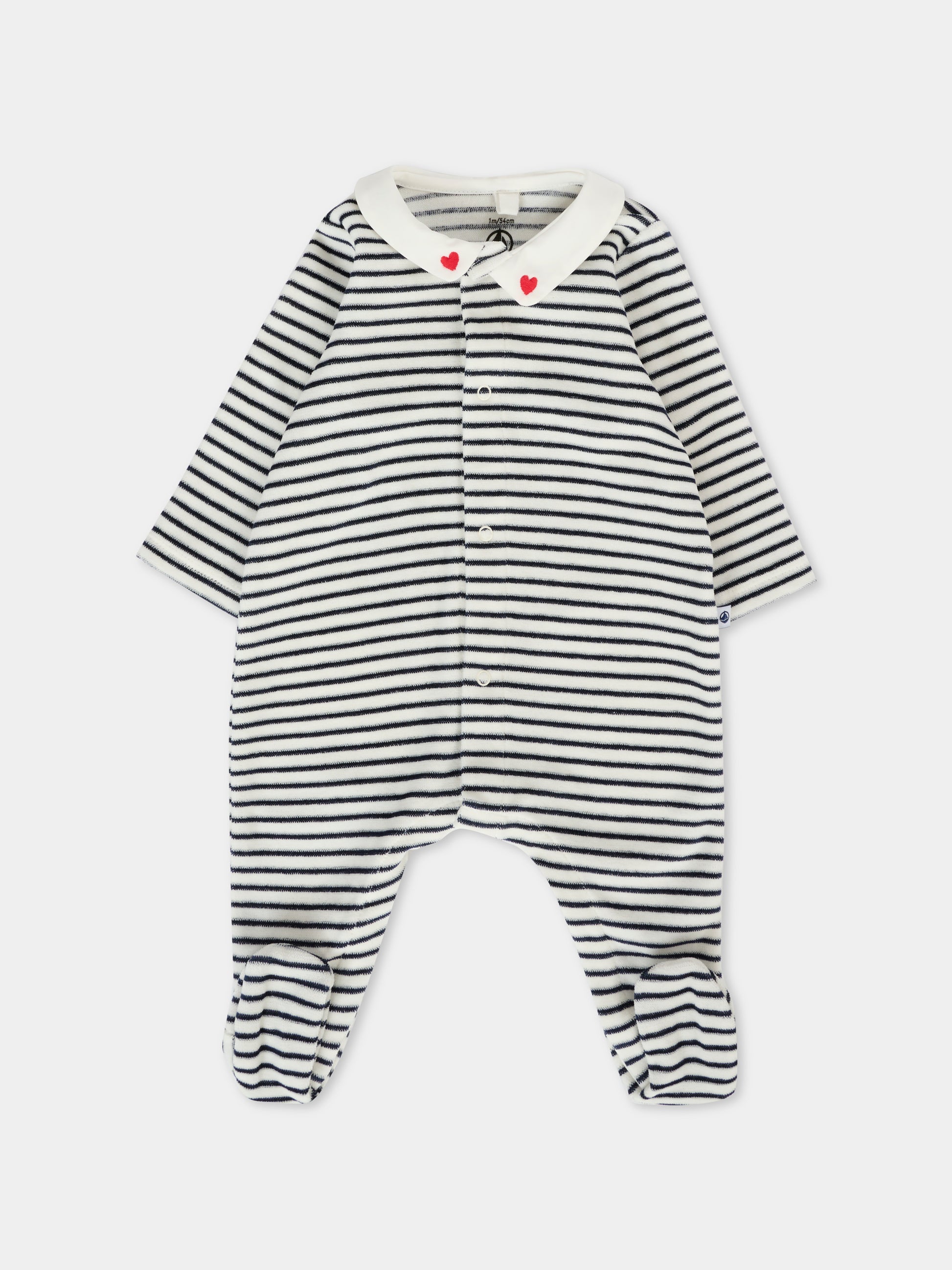 Tutina bianca per neonati con cuori rossi ricamati,Petit Bateau,A0DR1 01