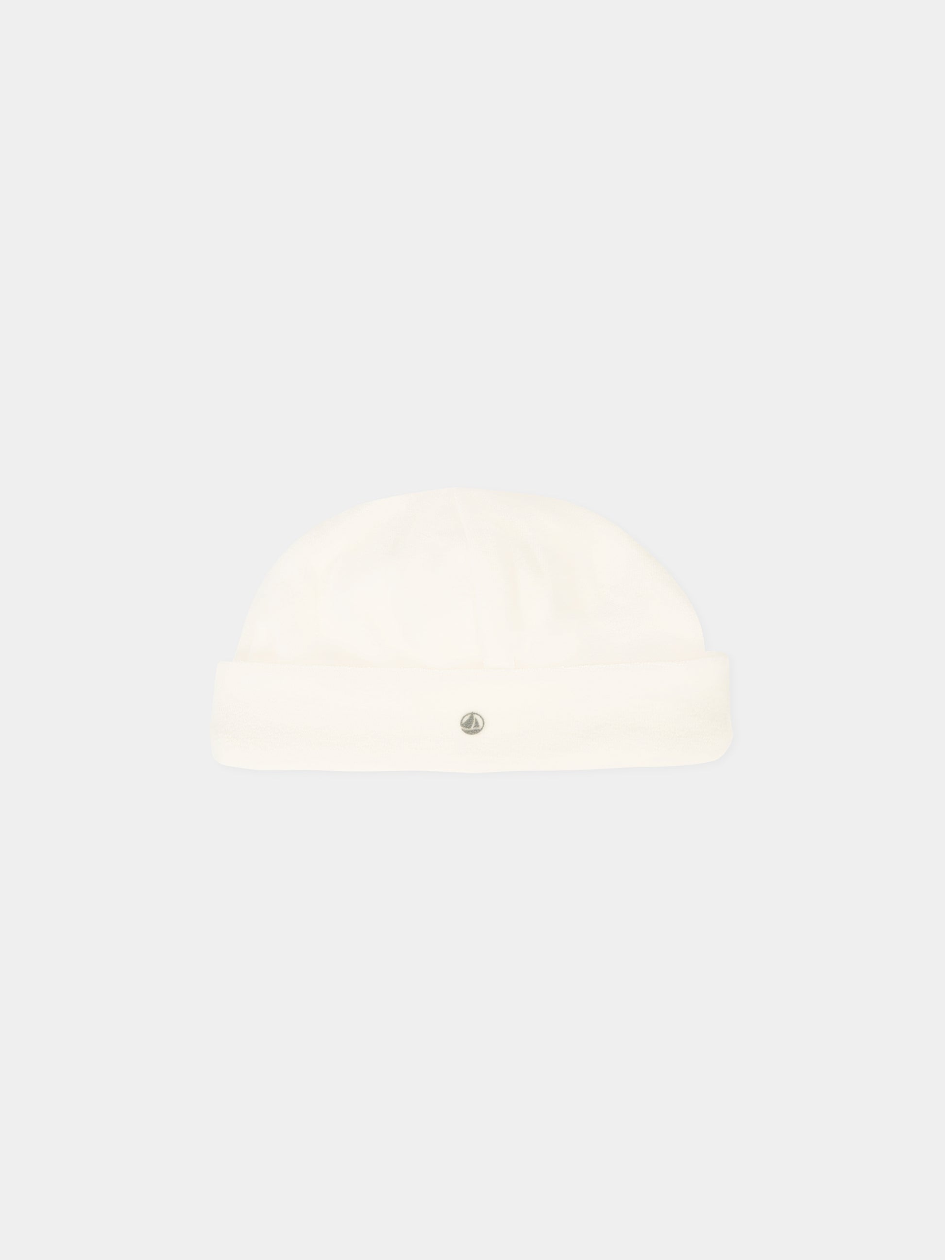 Berretto avorio per neonati con logo,Petit Bateau,A08AJ 01