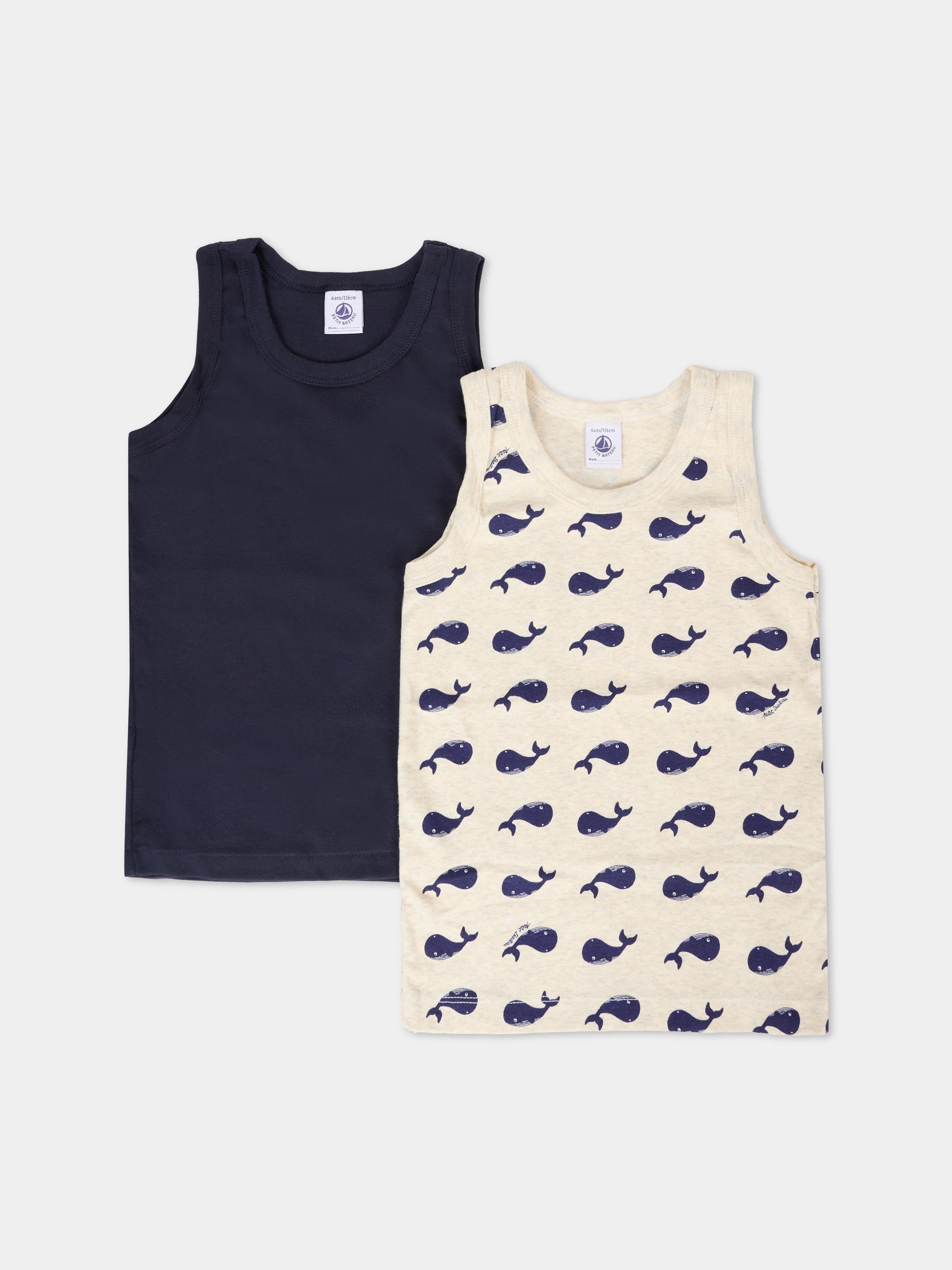 Set canottiere multicolor per bambino con balene,Petit Bateau,A0DAG 00