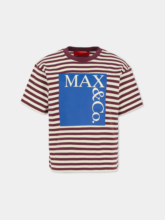 T-shirt viola per bambina con logo,Max&co,MX0192-MX046-MXC18