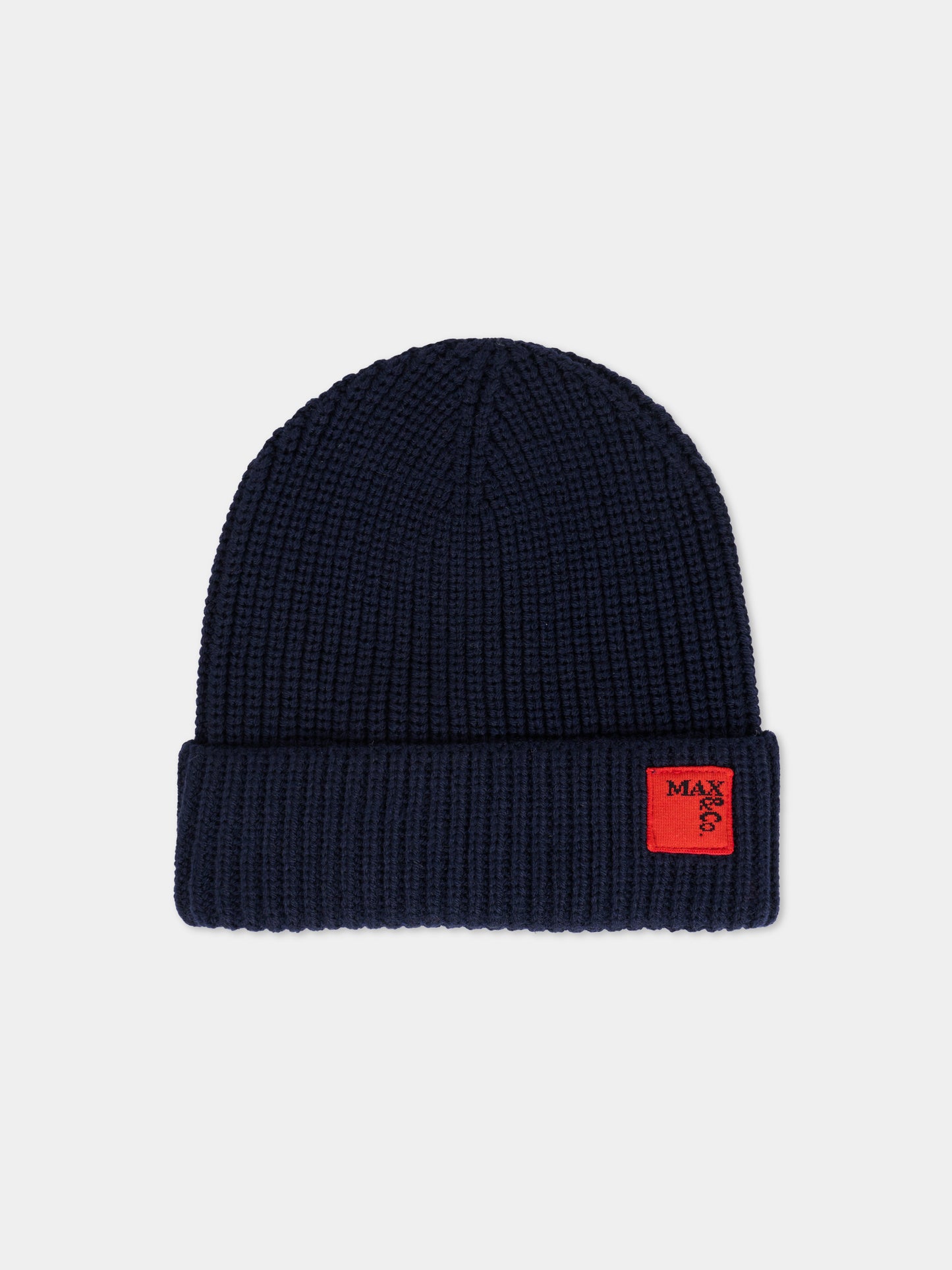 Berretto blu per bambina con patch,Max&co,MX0242-MX048-MX853