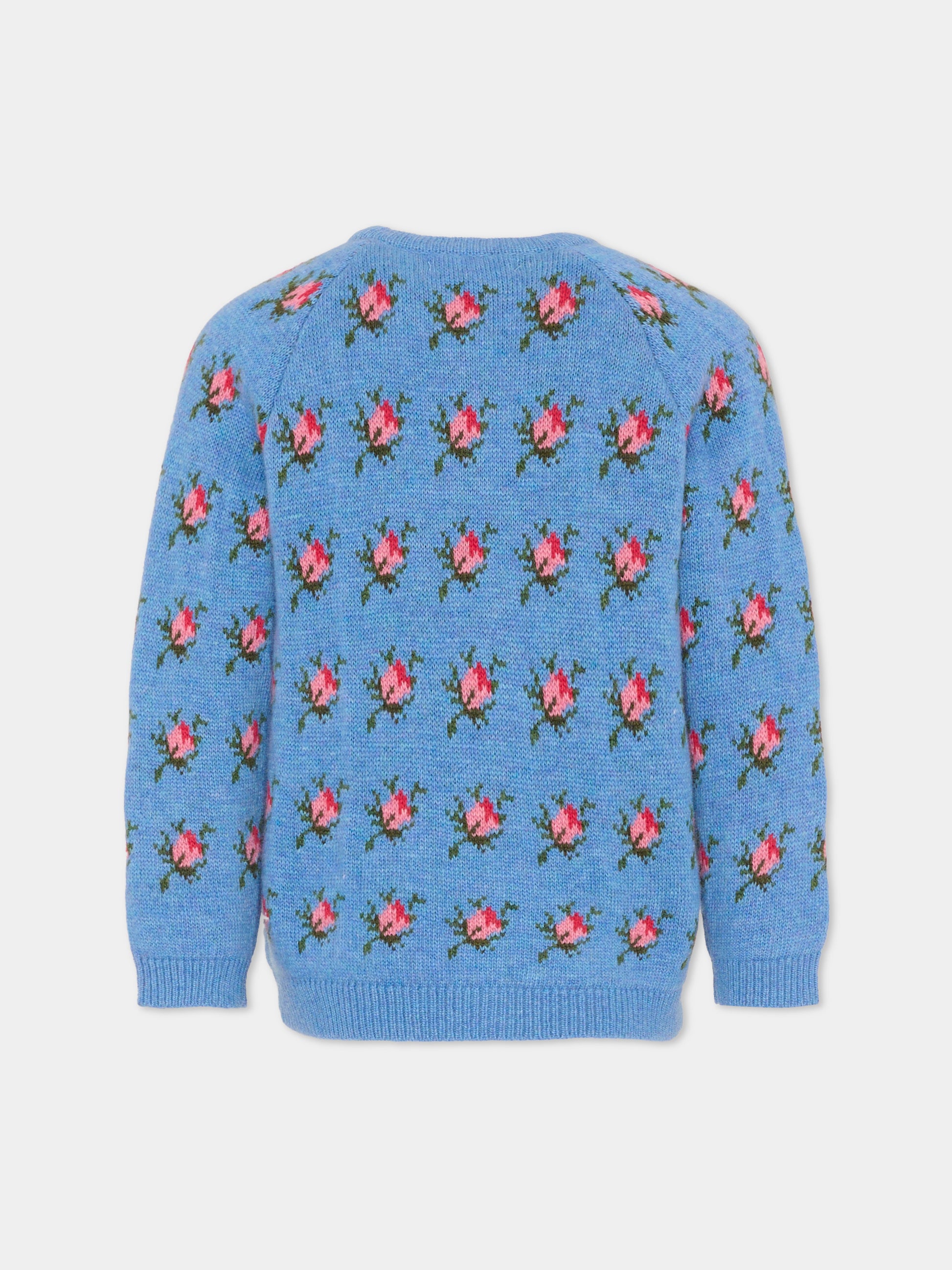 Cardigan celeste per bambina con rose,Konges Sløjd,KS103711 ROSIE SHADE