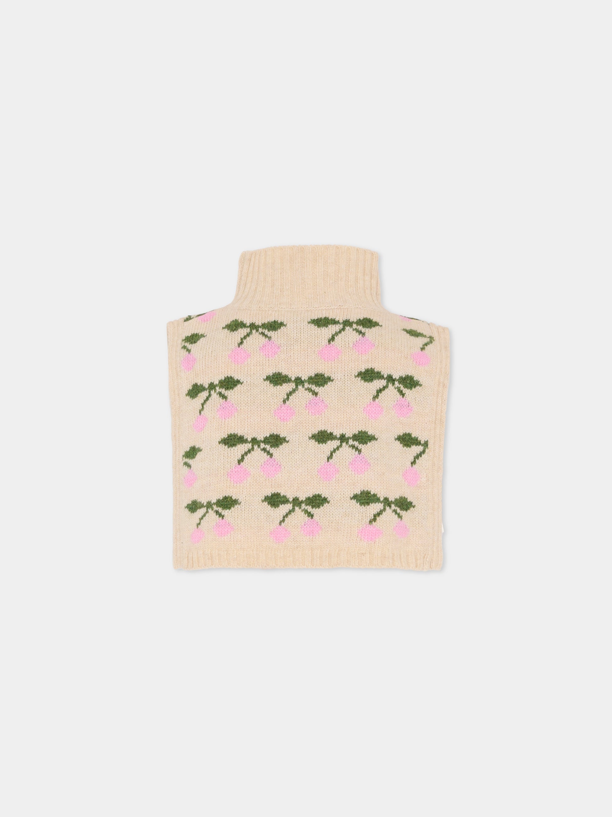 Sciarpa beige per bambina con ciliegie,Konges Sløjd,KS103714 CHERRY