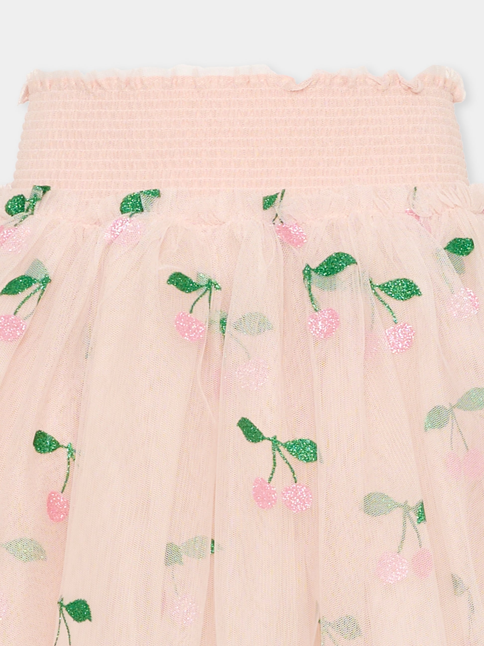 Gonna rosa per bambina con ciliegie,Konges Sløjd,KS104021 MA GRANDE CERISE PINK GLITTER