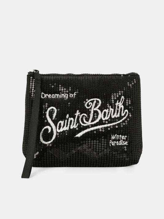 Pochette Aline nera per bambina con logo e paillettes,Mc2 Saint Barth,ALI0030 - 00207I