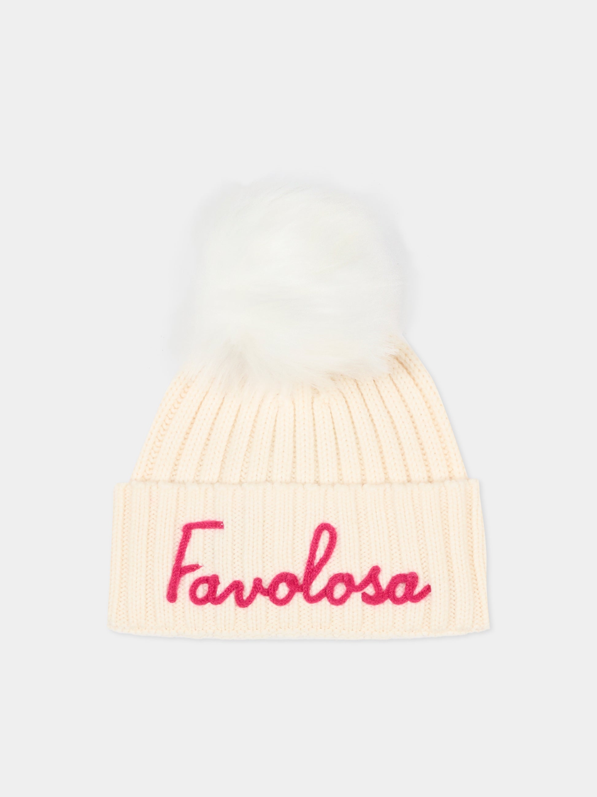 Berretto avorio per bambina con scritta,Mc2 Saint Barth,WENG007 - 02077I