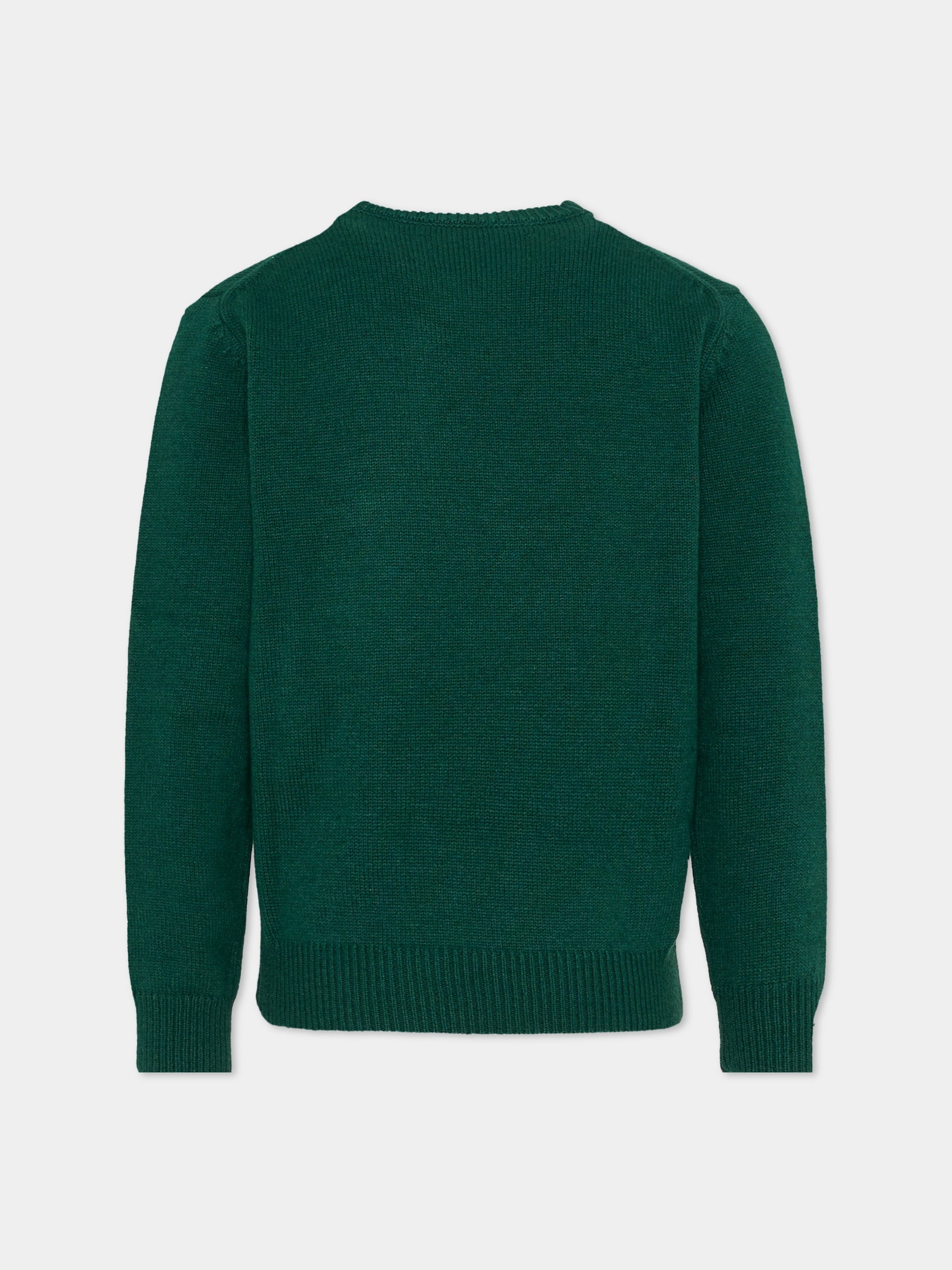 Maglione verde per bambino con treno,Mc2 Saint Barth,DOU0001 - 00349I