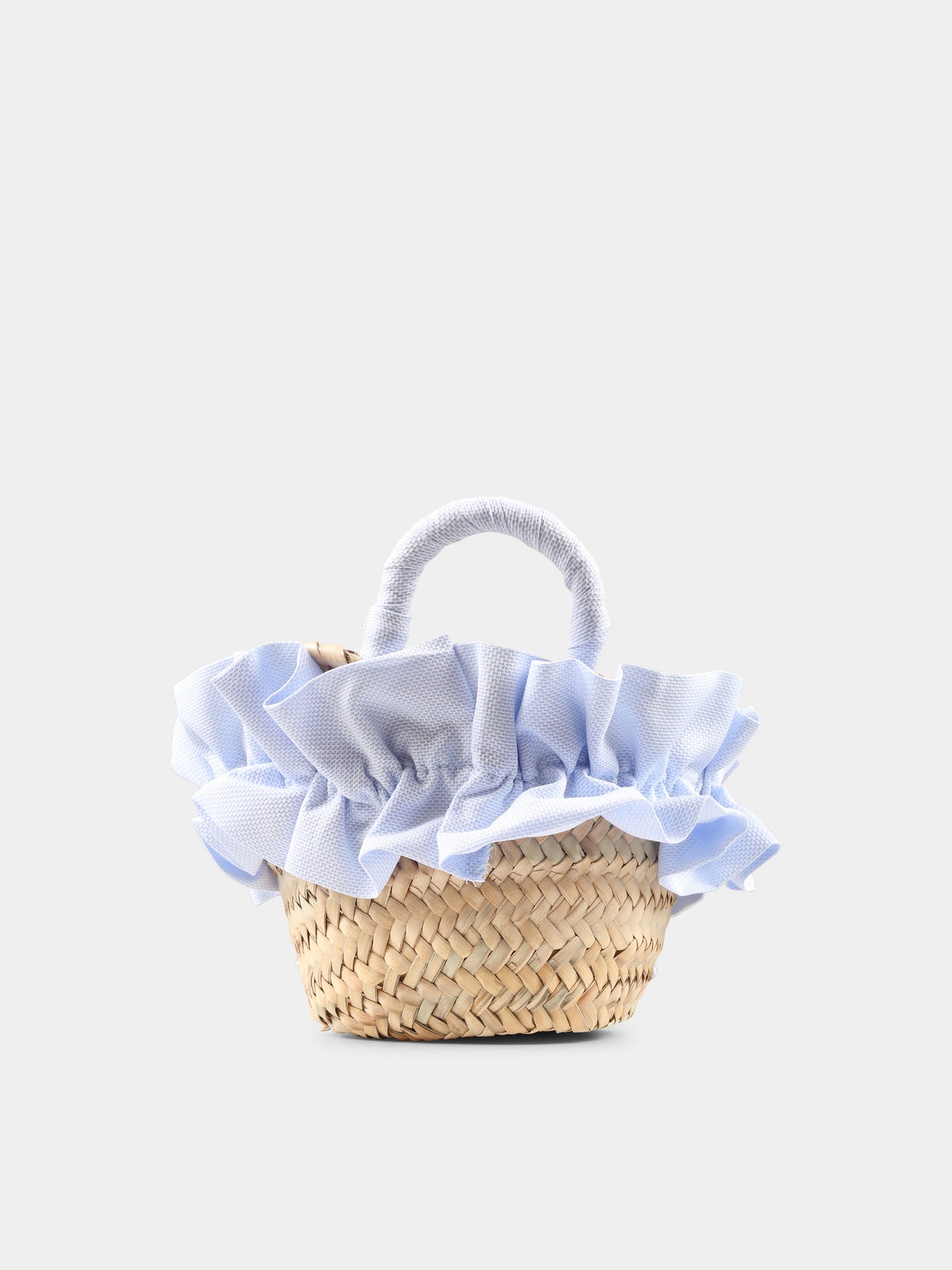 Borsa di paglia beige per bambina con fiocco,Vivetta Kids,VE2526A