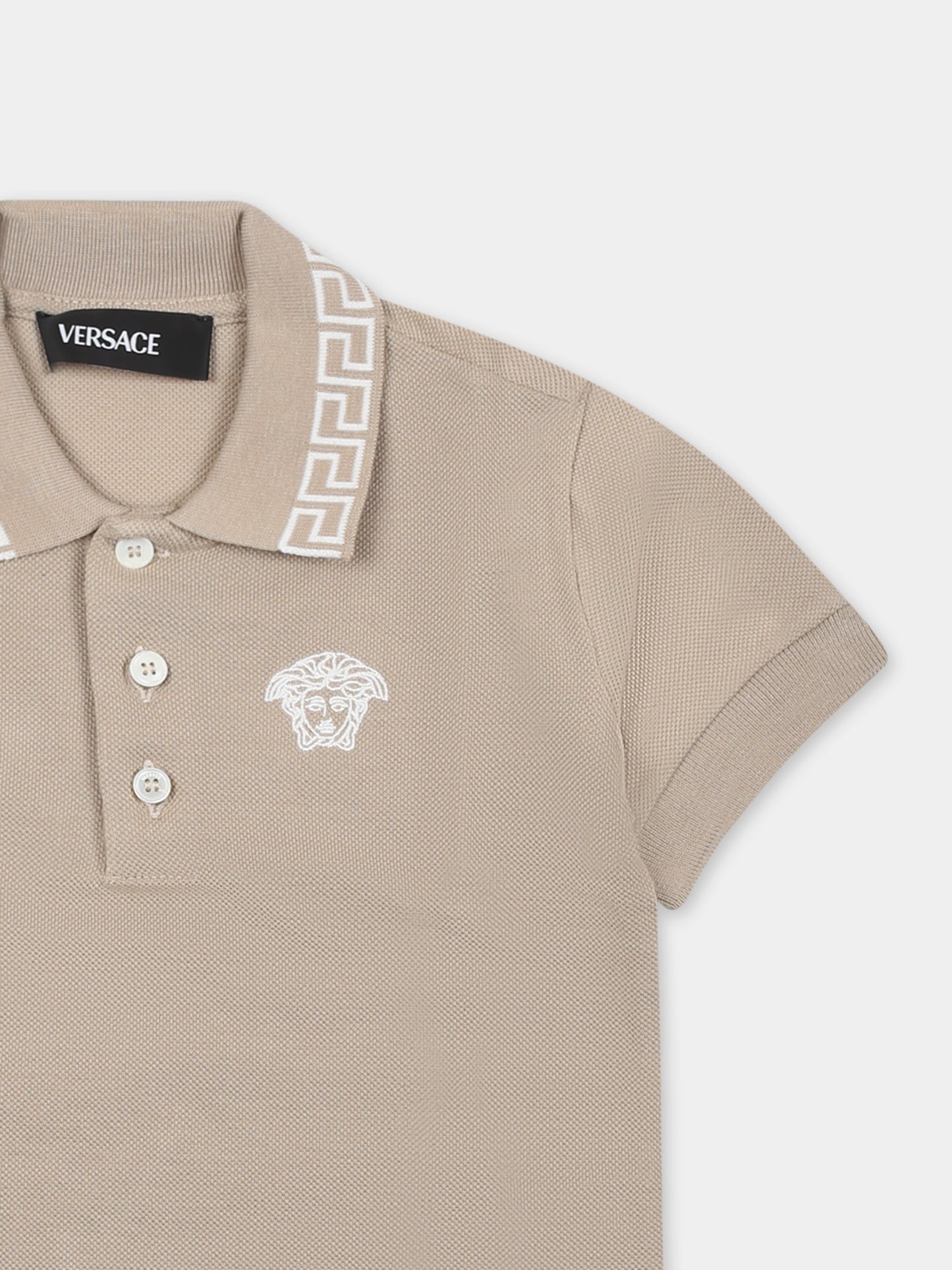 Polo beige per neonato con Medusa,Versace,1018617 1A13012 2KE30