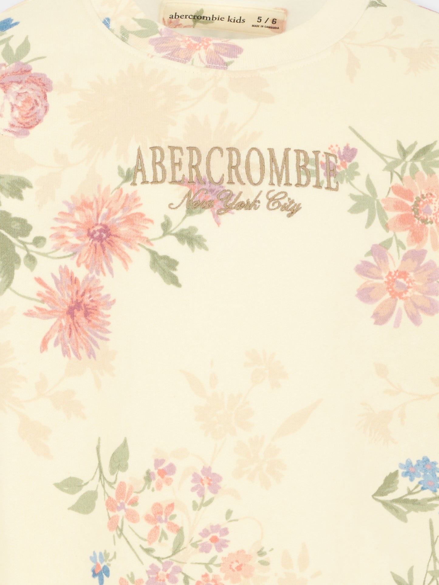 Felpa avorio per bambina con stampa floreale,Abercrombie & Fitch,AF43AJ85 43AJ85 W0M