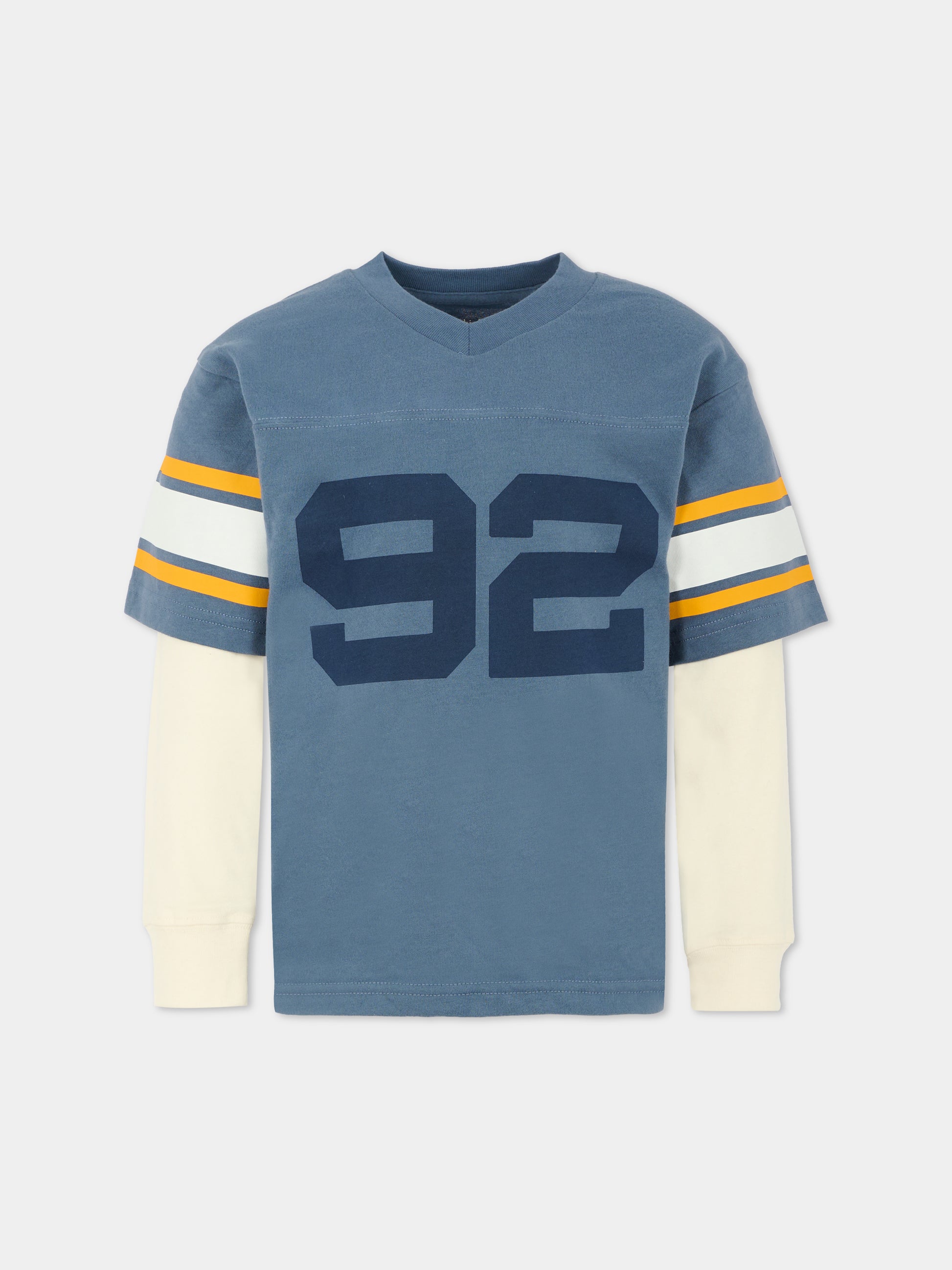 T-shirt blu per bambino con logo e numeri,Abercrombie & Fitch,AF93AF45 93AF45 C1E