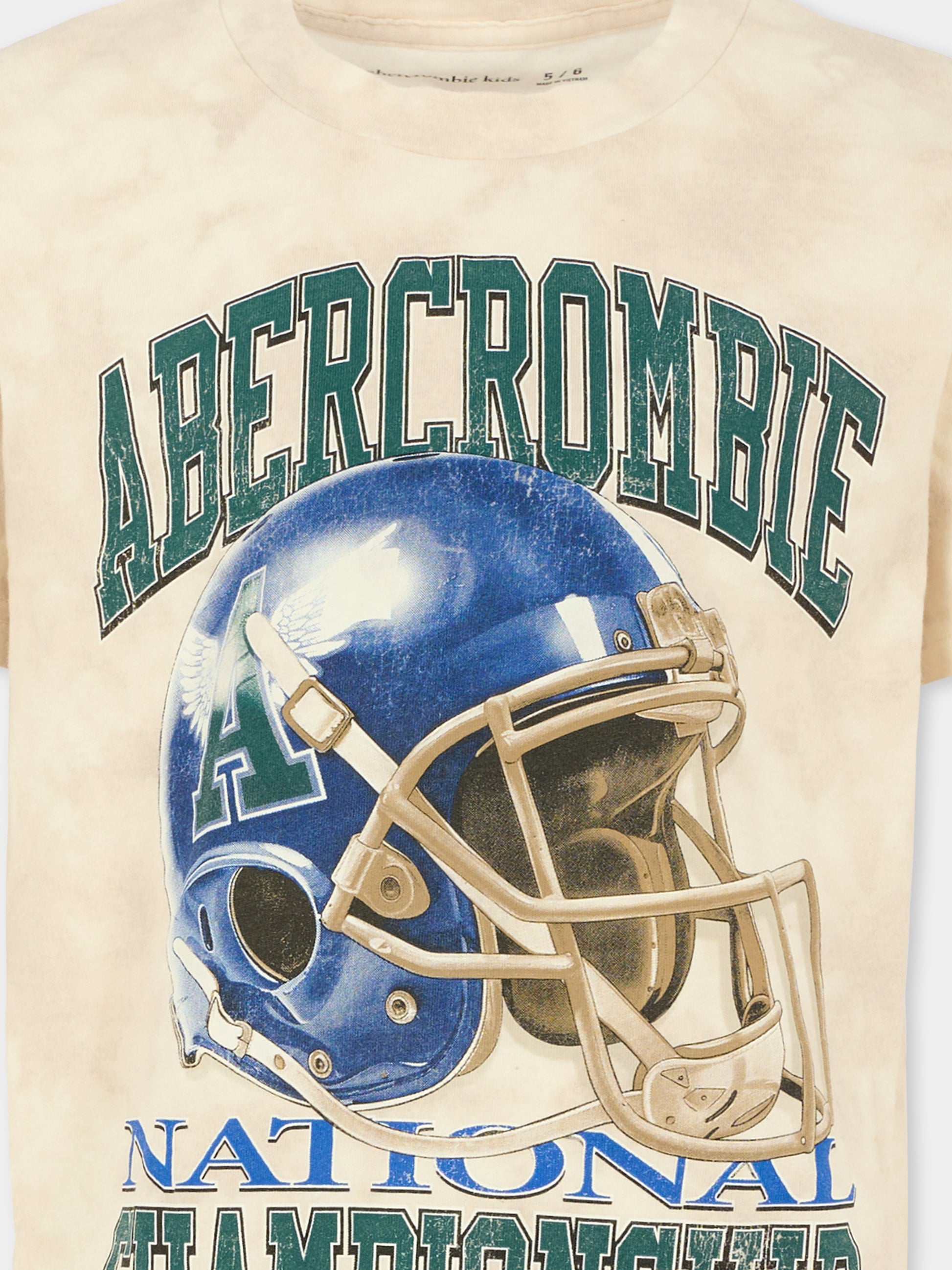 T-shirt beige per bambino con stampa casco,Abercrombie & Fitch,AF93AH17 93AH17 J7Y