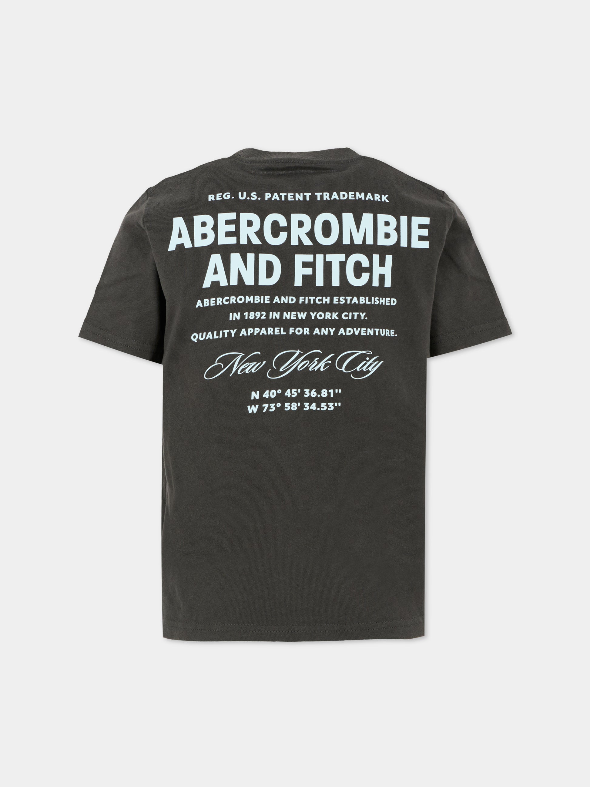 T-shirt nera per bambino con scritta,Abercrombie & Fitch,93AJ99 K1K