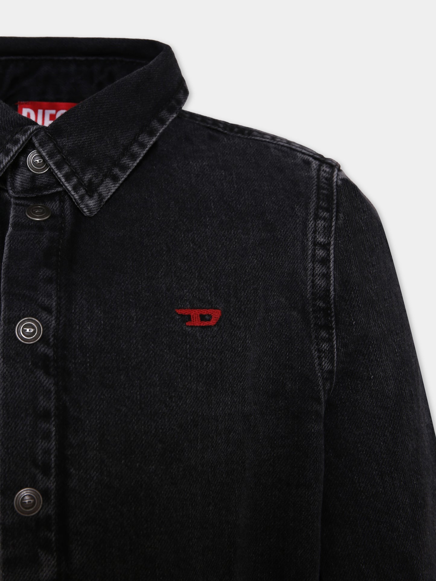 Vestito nero per bambina con logo,Diesel,J02350-KXBPT-K02