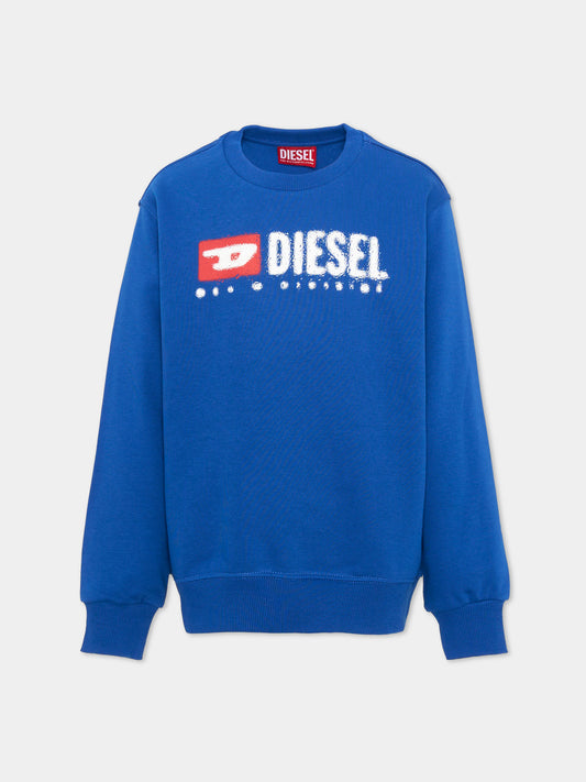 Felpa blu per bambino con logo,Diesel,J02483-KYAZ3-K89G