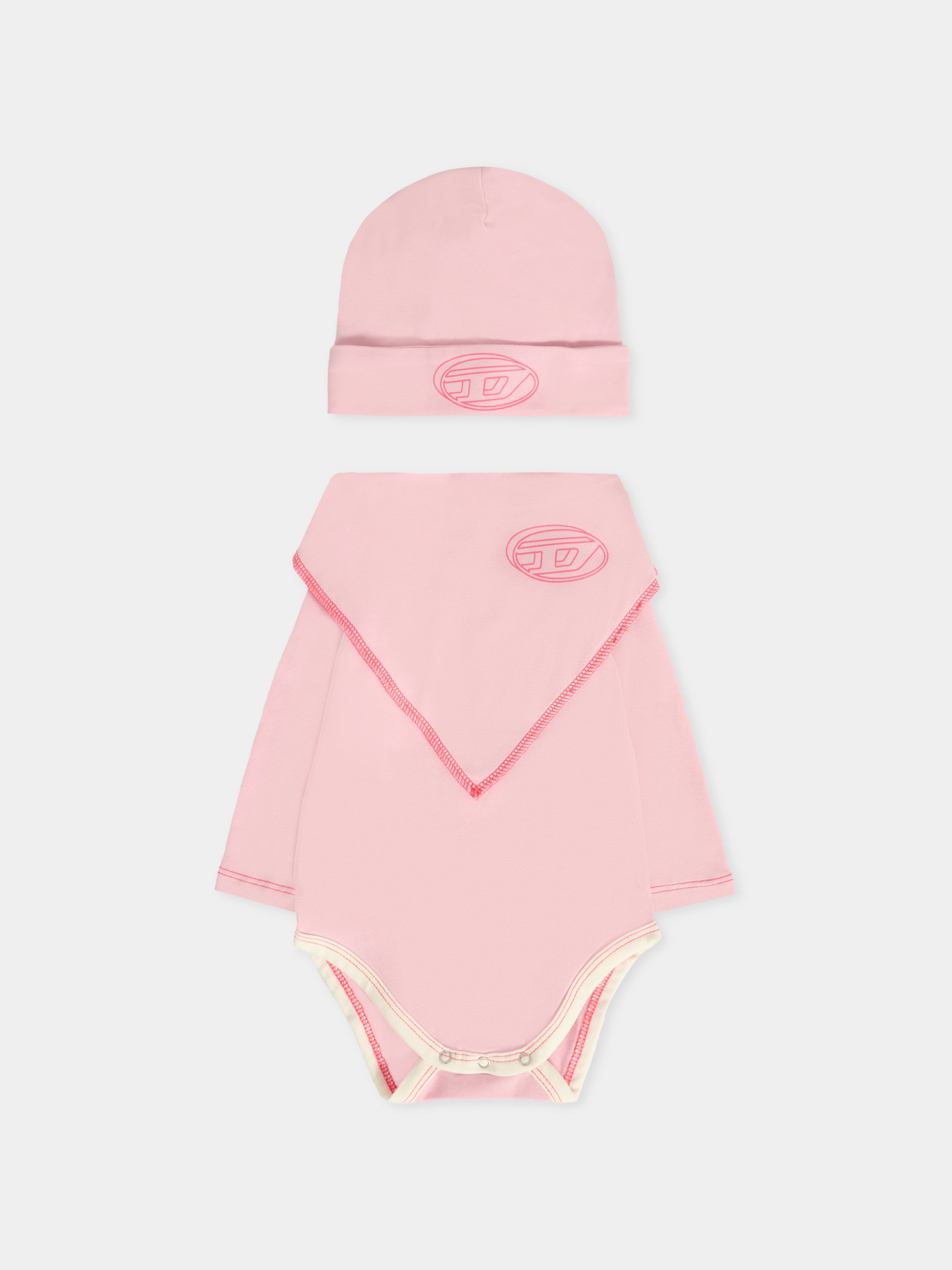 Set body rosa per neonata con logo,Diesel,N00085-KYAVU-K361