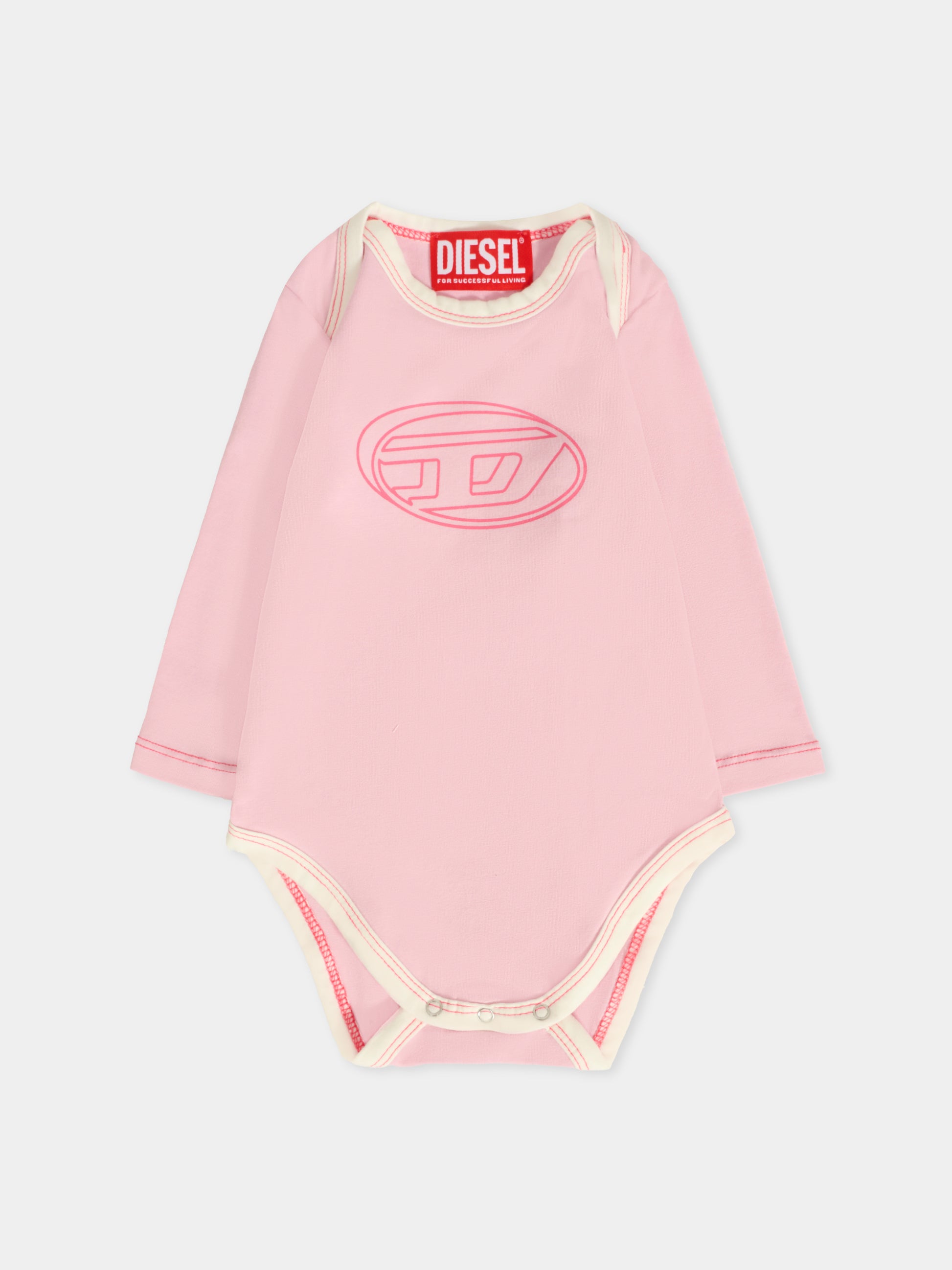 Set body rosa per neonata con logo,Diesel,N00085-KYAVU-K361