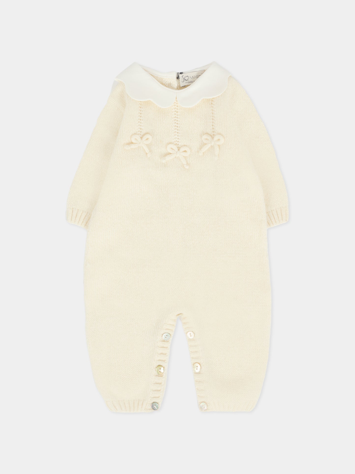 Tutina avorio per neonati con fiocchi,J.o. Milano,561D1 PANNA