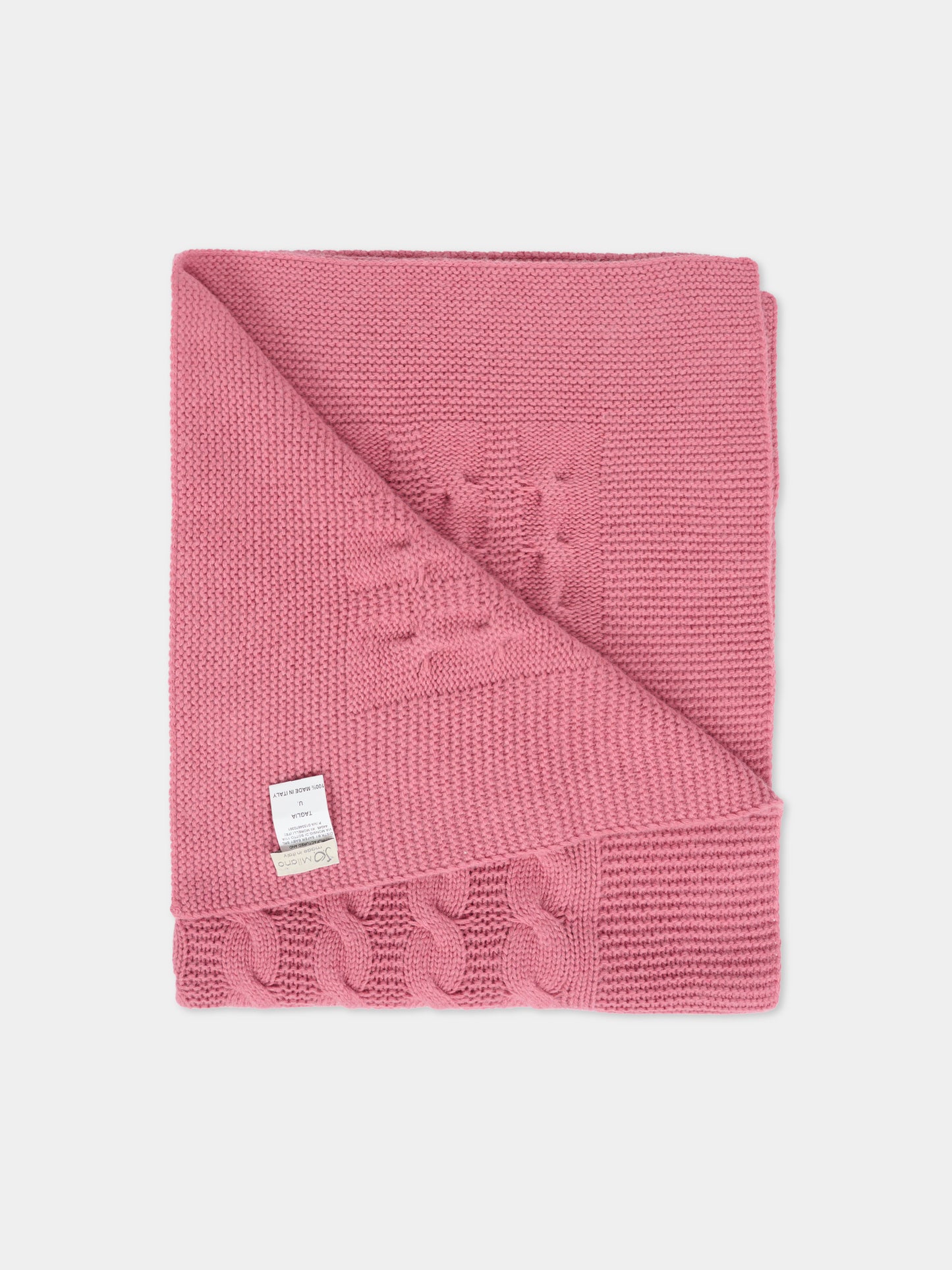 Coperta rosa per neonata con trecce,J.o. Milano,568A2 ROSA ANTICO