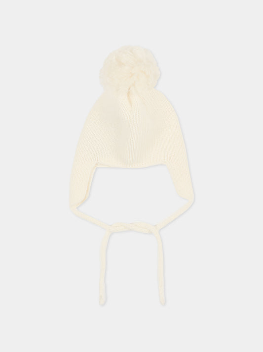 Cappello avorio per neonati con pompon,J.o. Milano,569Z0 PANNA