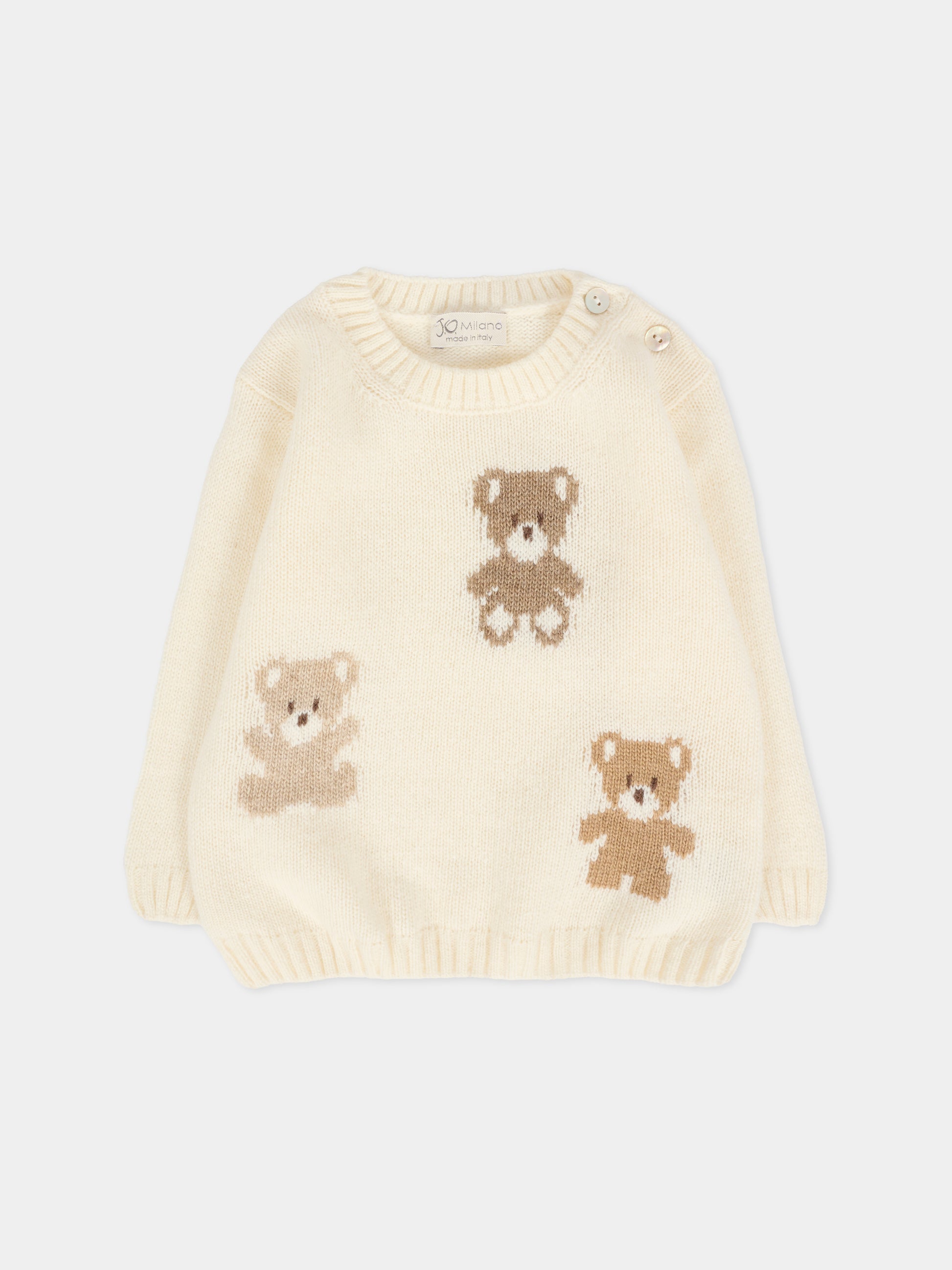 Maglione avorio per neonati con orsetti,J.o. Milano,563A1 PANNA