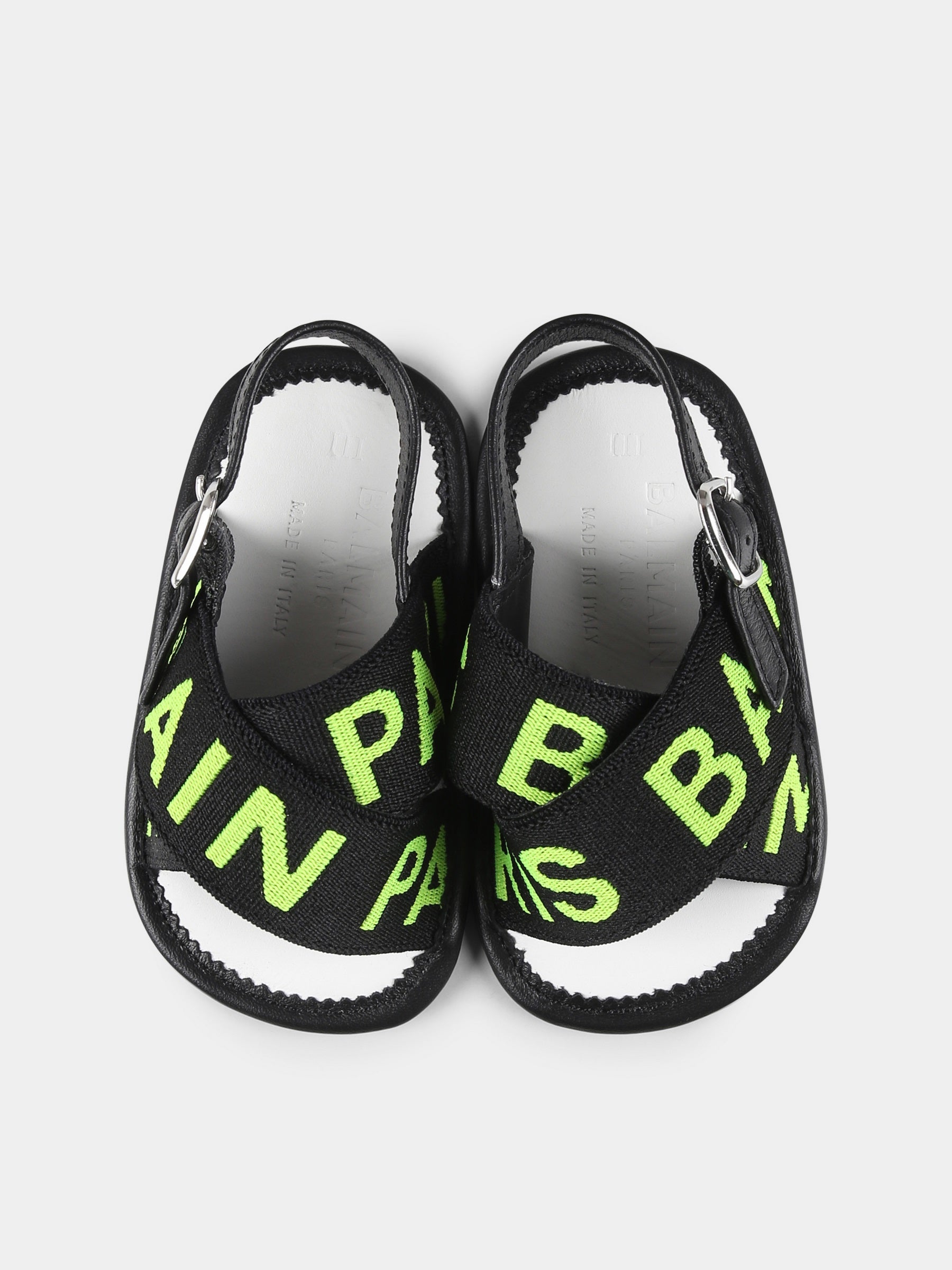 Sandali neri per neonati con logo,Balmain Kids,BU0656 Y0051 930GL