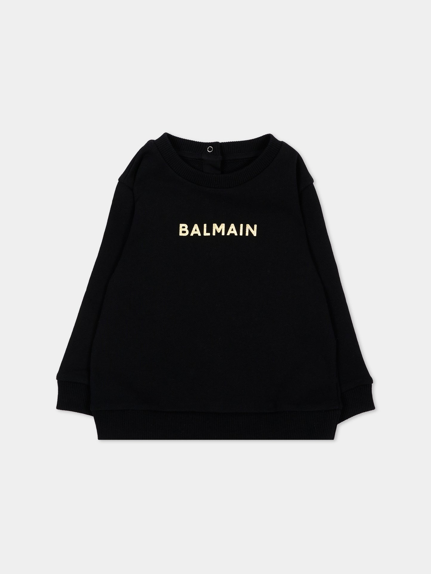 Felpa nera per neonato logo frontale,Balmain Kids,BU4600 Z0081 930OR