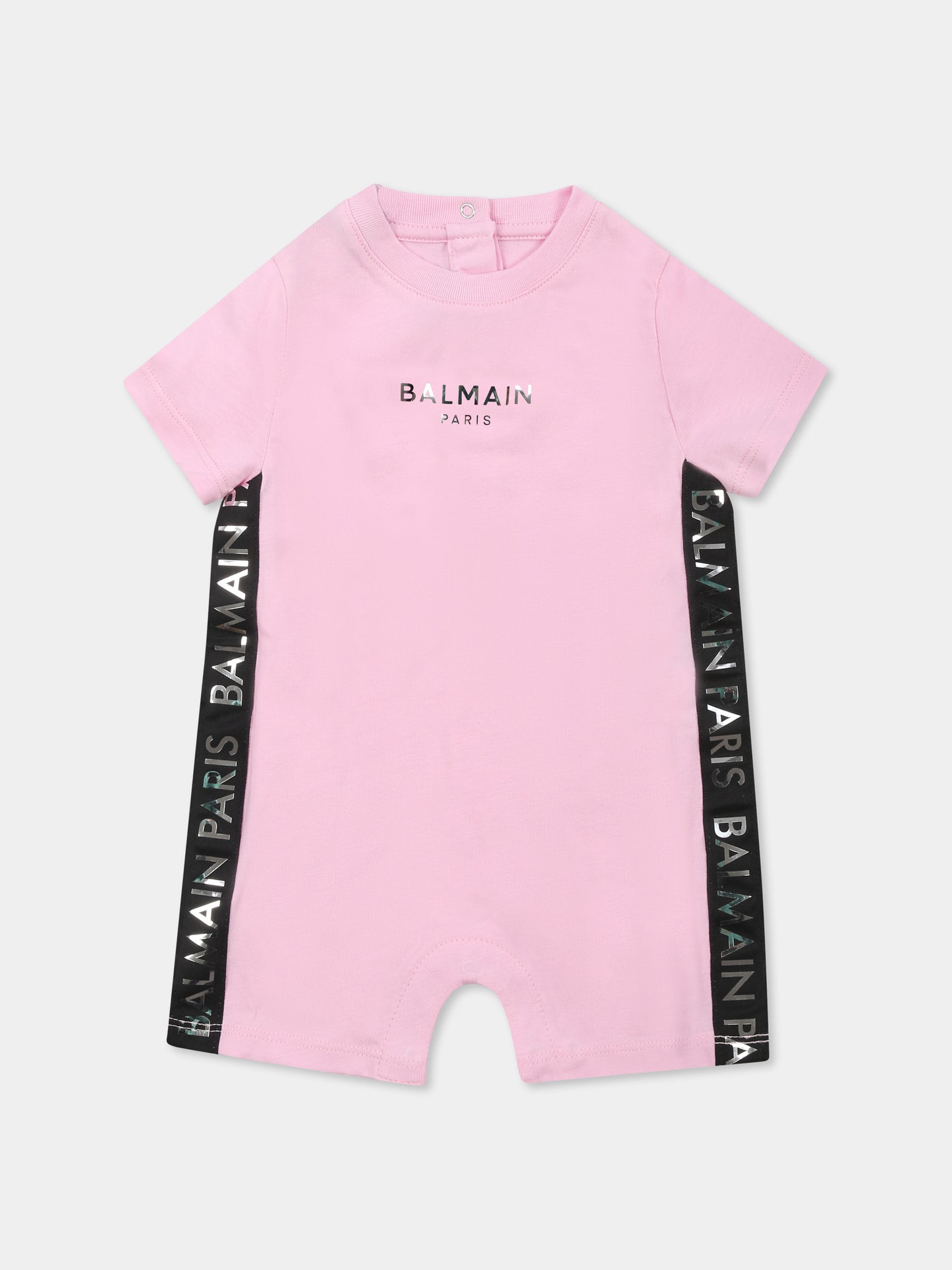 Set pagliaccetto rosa per neonata con logo,Balmain Kids,BUB52A Z1751 552AG