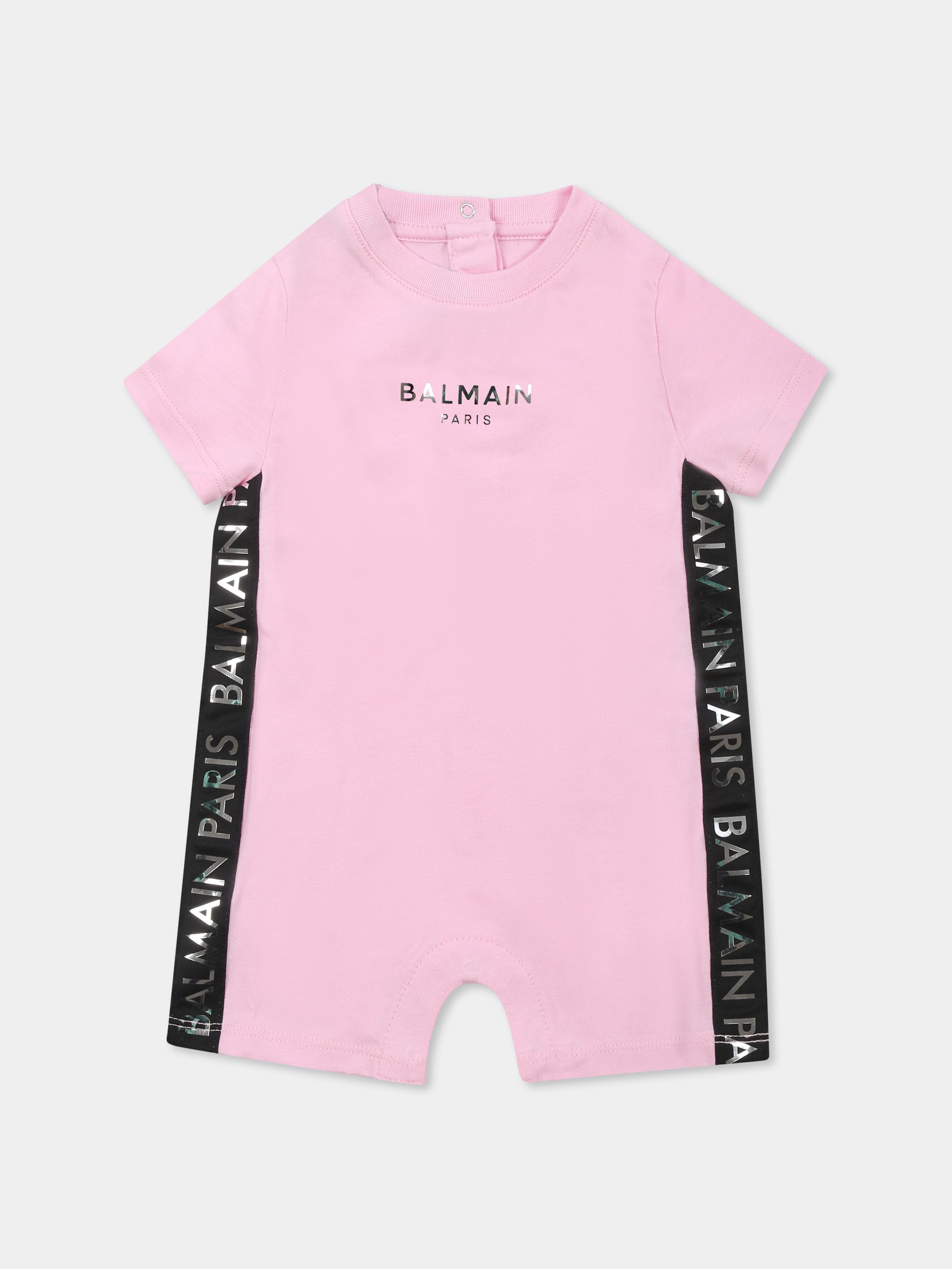 Set pagliaccetto rosa per neonata con logo,Balmain Kids,BUB52A Z1751 552AG