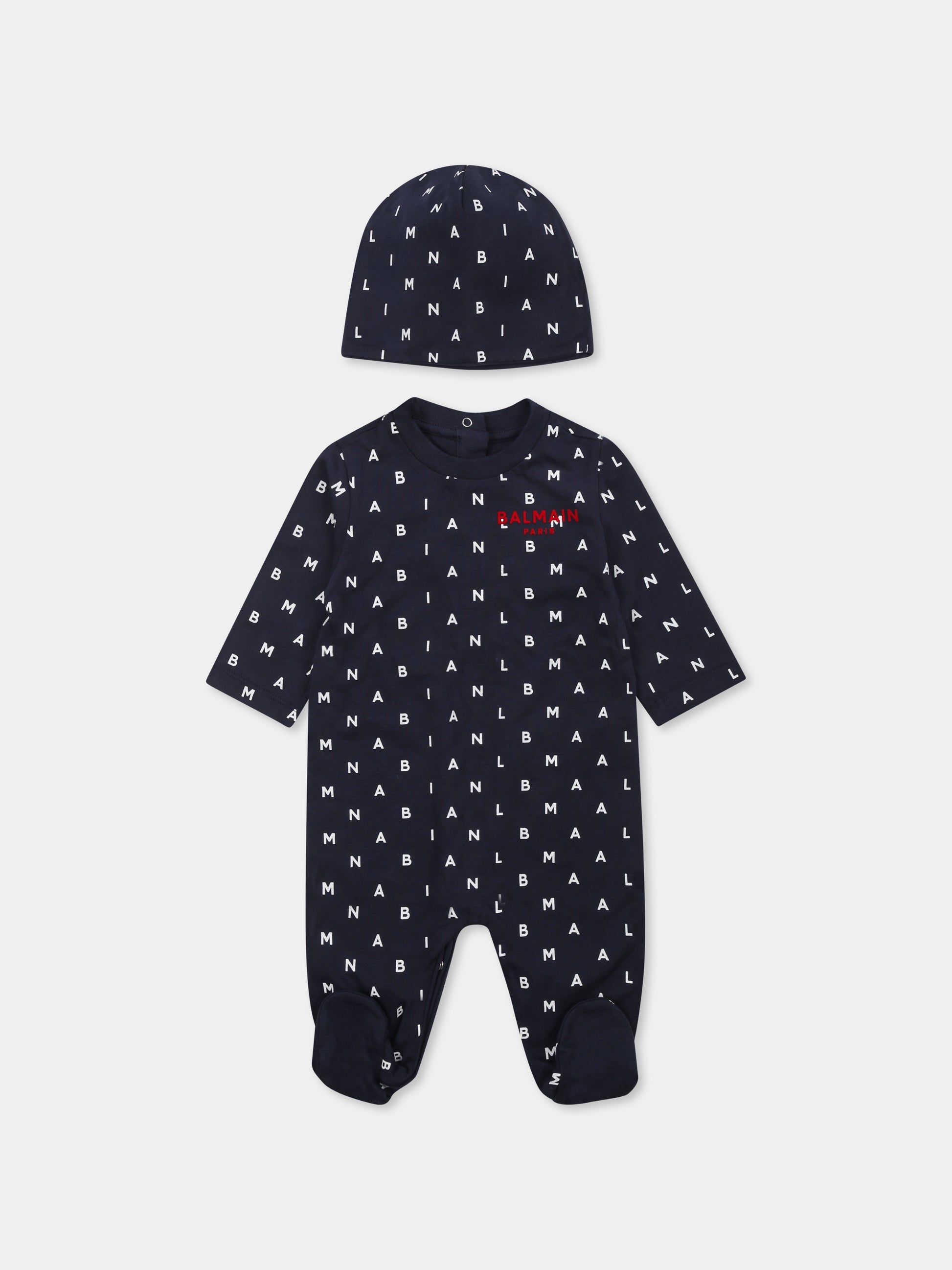 Set tutina blu per neonati con logo,Balmain Kids,BUB58A Z1916 649BC