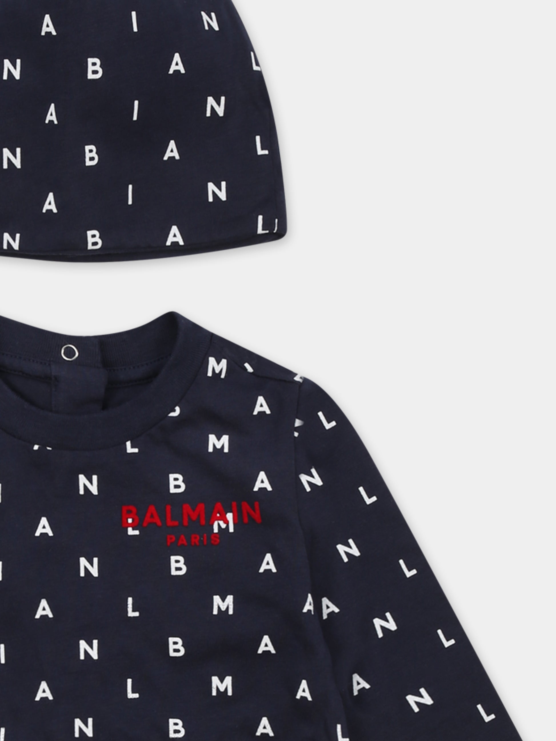 Set tutina blu per neonati con logo,Balmain Kids,BUB58A Z1916 649BC