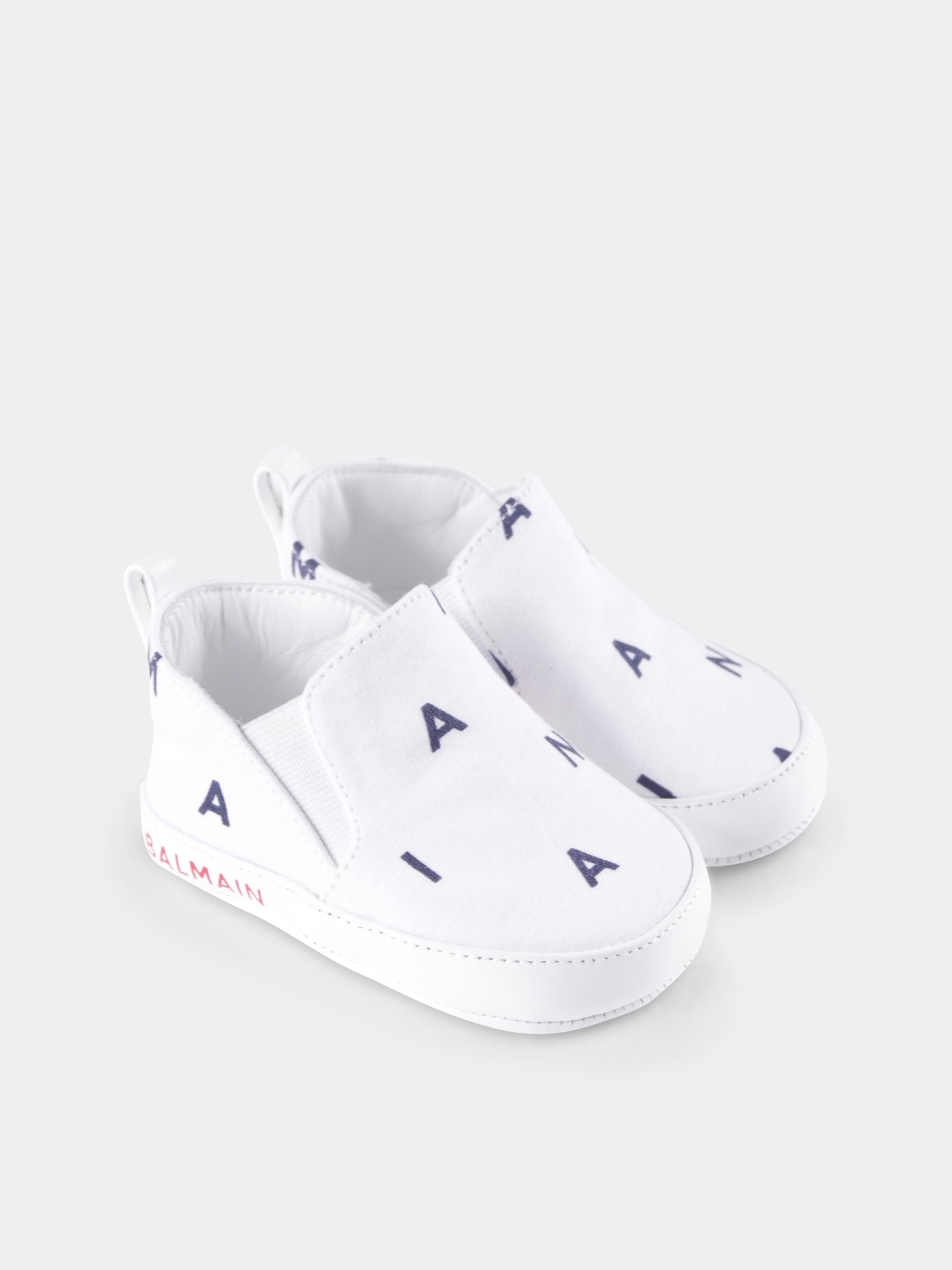 Sneakers bianche per neonati con logo,Balmain Kids,BU0576 Z1916 100BL