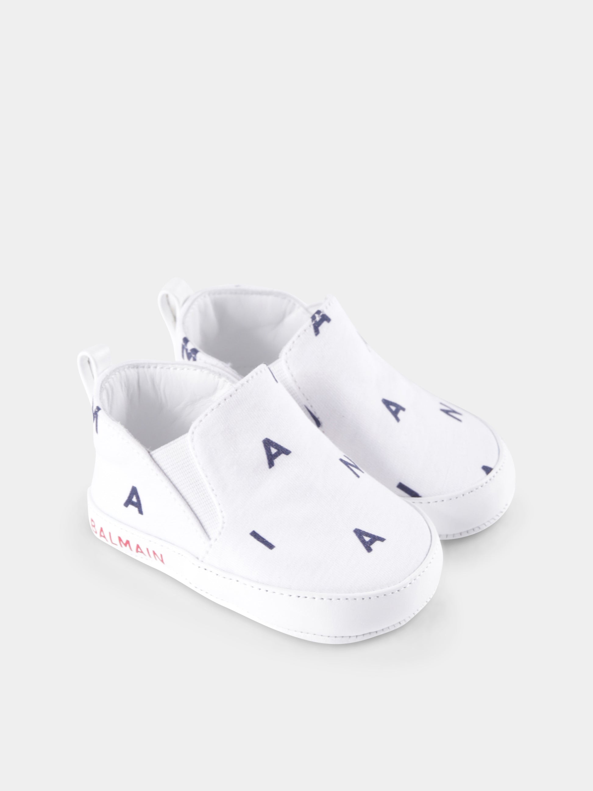 Sneakers bianche per neonati con logo,Balmain Kids,BU0576 Z1916 100BL