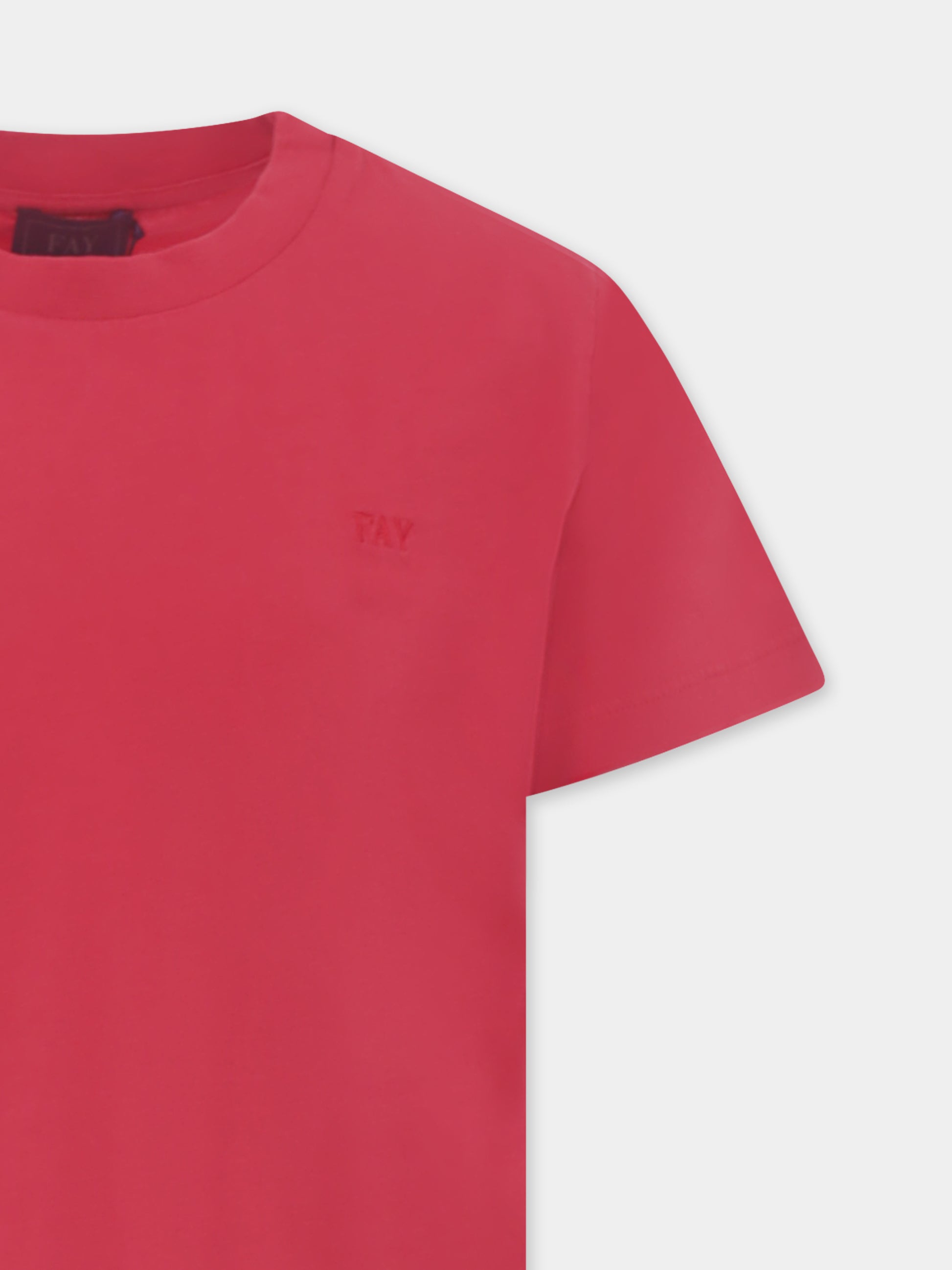 T-shirt rossa per bambino con logo,Fay Kids,FU8P41 Z2129 449