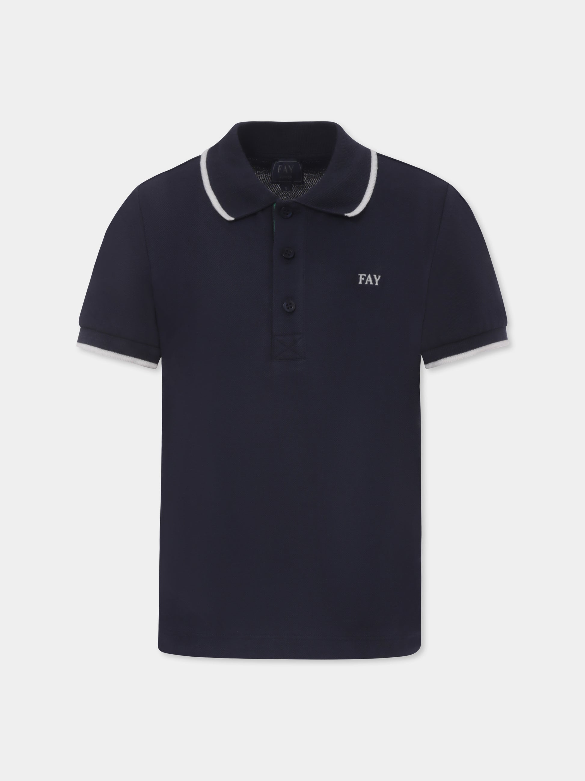 Polo blu per bambino con logo,Fay Kids,FU8P81 Z1834 635