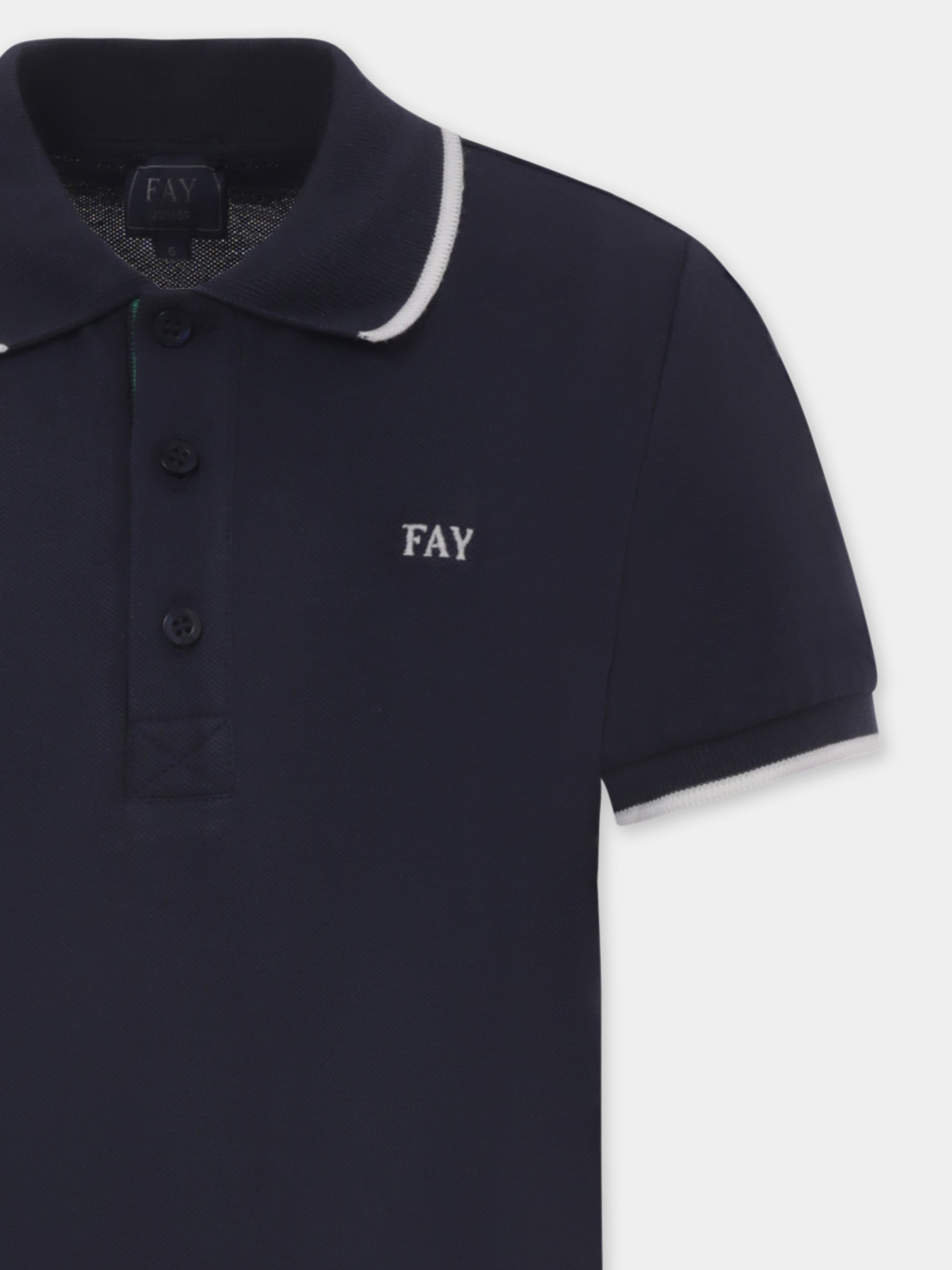 Polo blu per bambino con logo,Fay Kids,FU8P81 Z1834 635