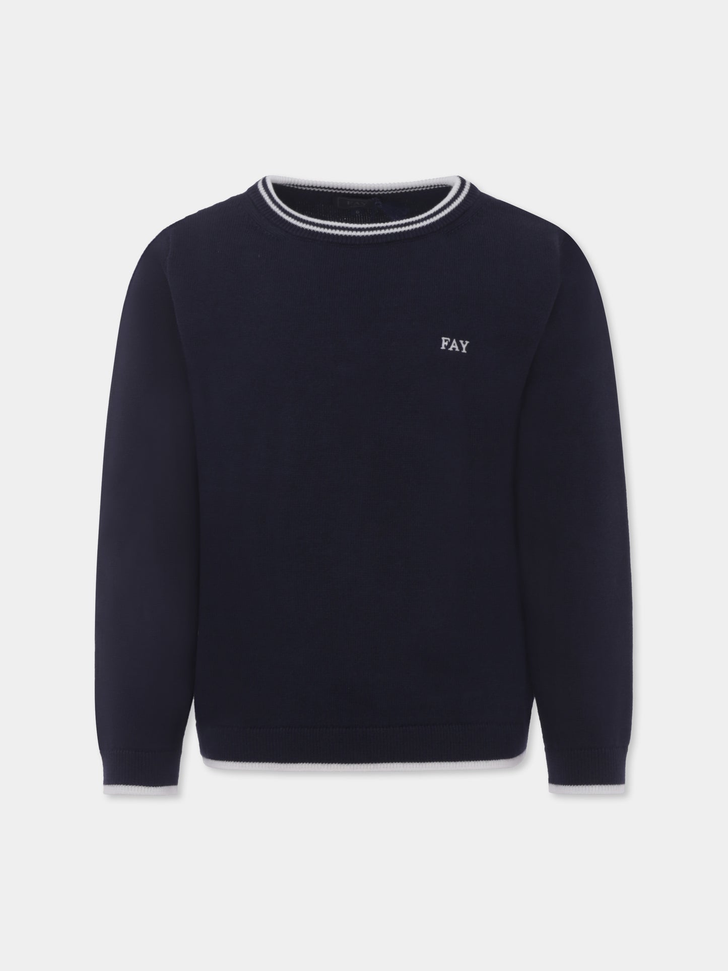 Maglione blu for boy with logo,Fay Kids,FU9P30 Z1376 635BC