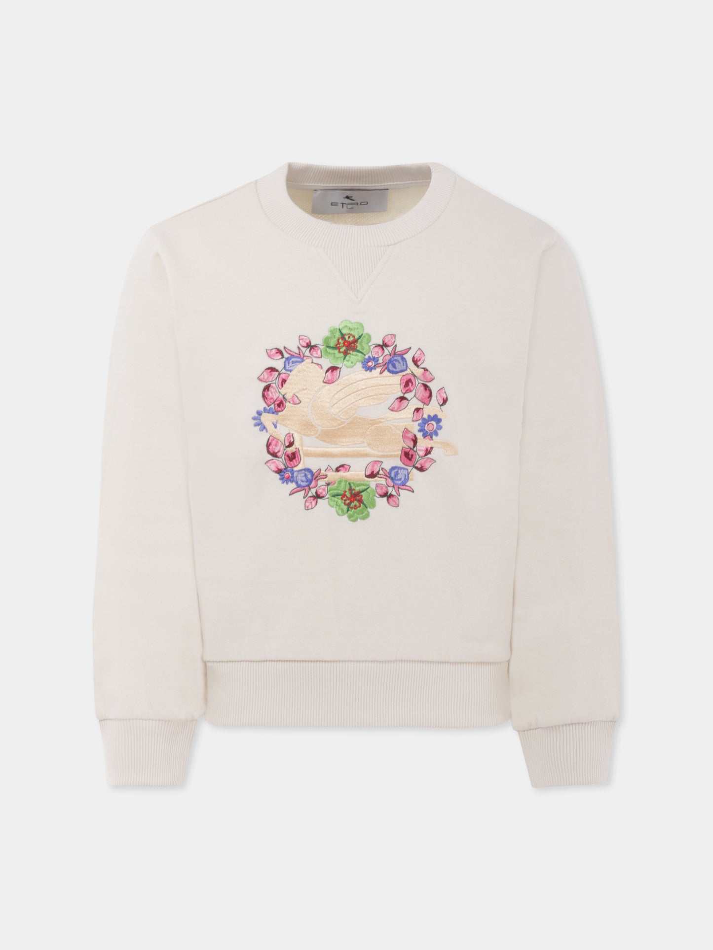 Felpa avorio per bambina con Pegaso,Etro,GU4A10 Z2099 105