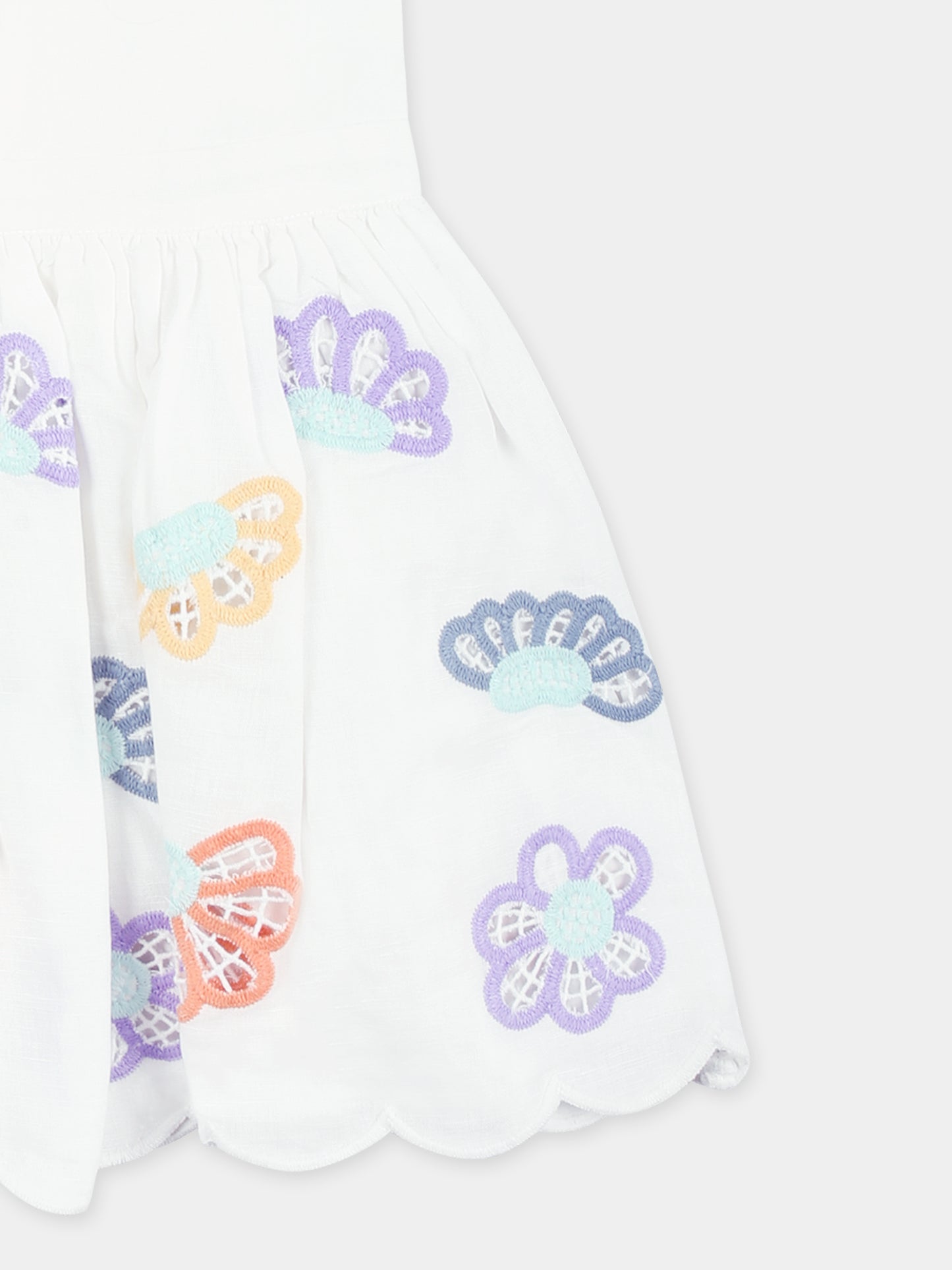 Vestito bianco per neonata con ricamo floreale,Stella Mccartney Kids,TU1302 Z1886 101EM