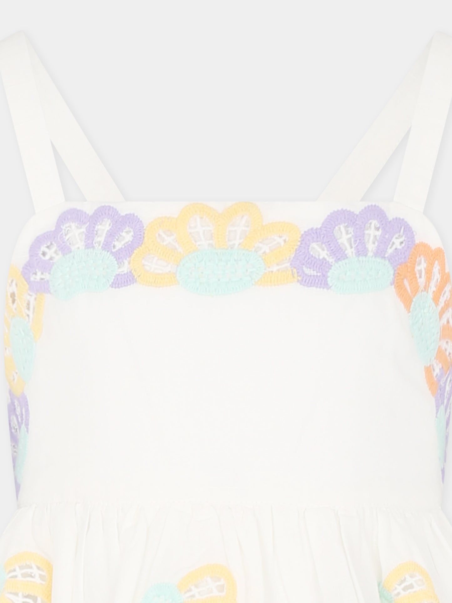 Vestito bianco per bambina con ricamo floreale