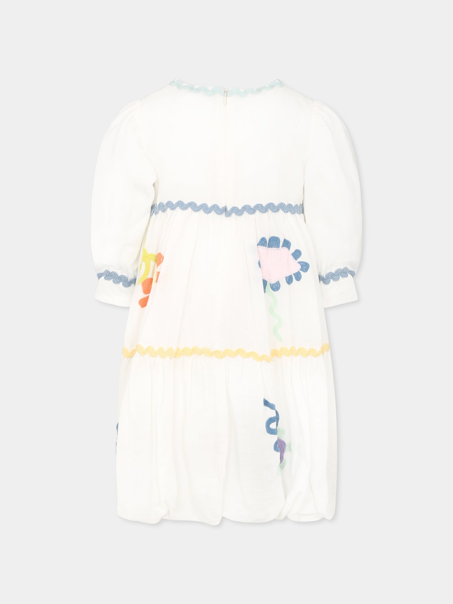 Vestito bianco per bambina con fiori,Stella Mccartney Kids,TU1G51 Z0138 101