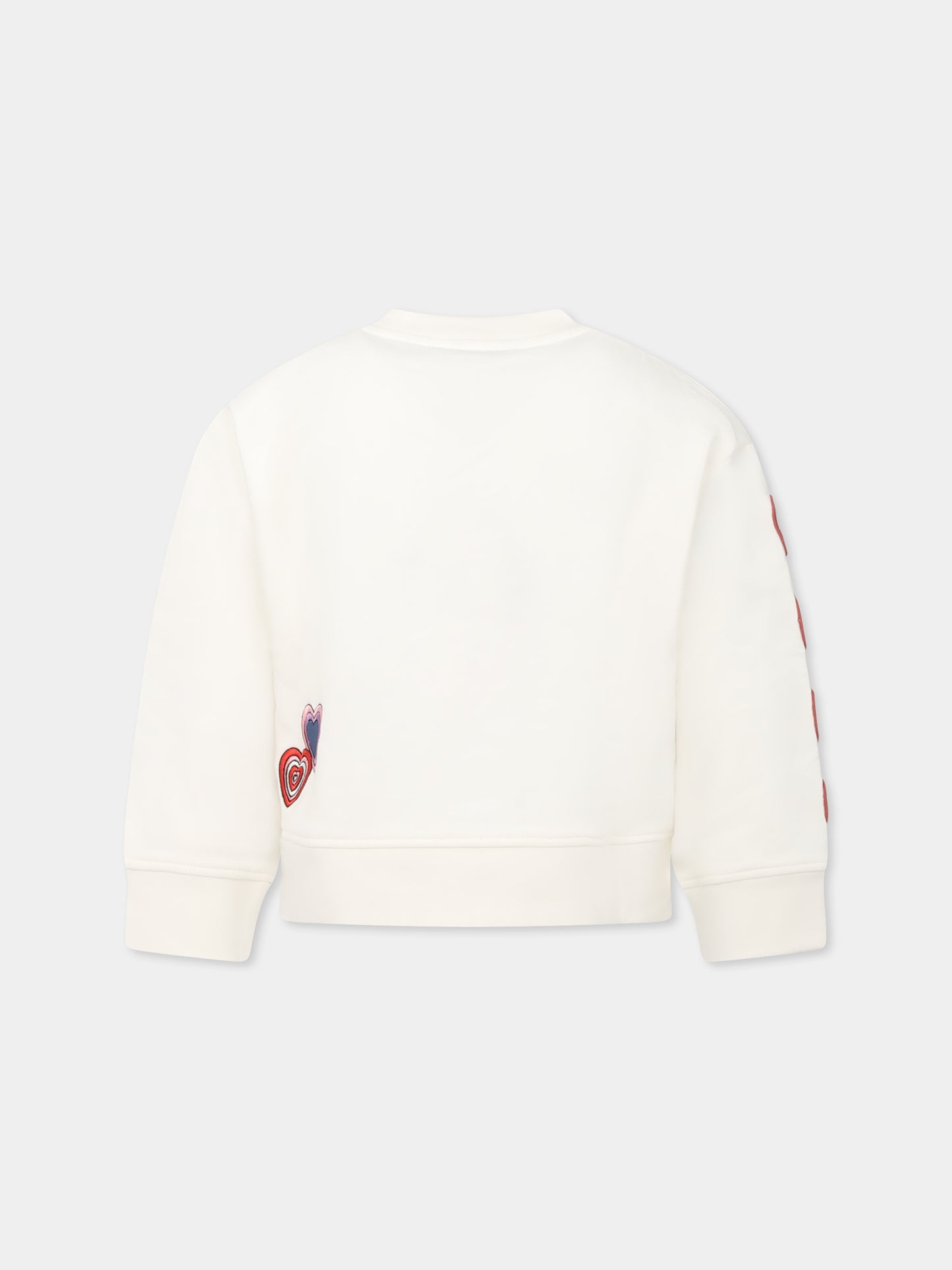 Felpa bianca per bambina con cuori,Stella Mccartney Kids,TU4A10 Z0499 101