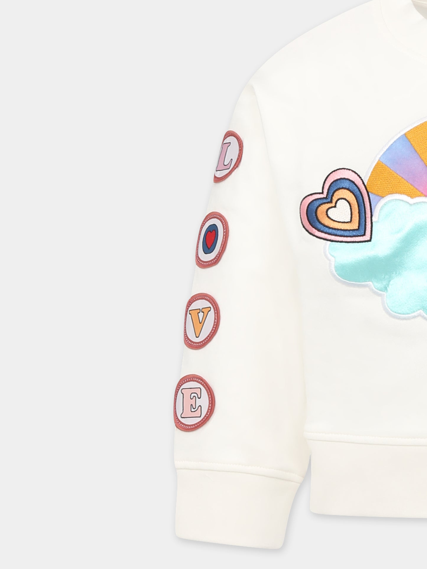 Felpa bianca per bambina con cuori,Stella Mccartney Kids,TU4A10 Z0499 101