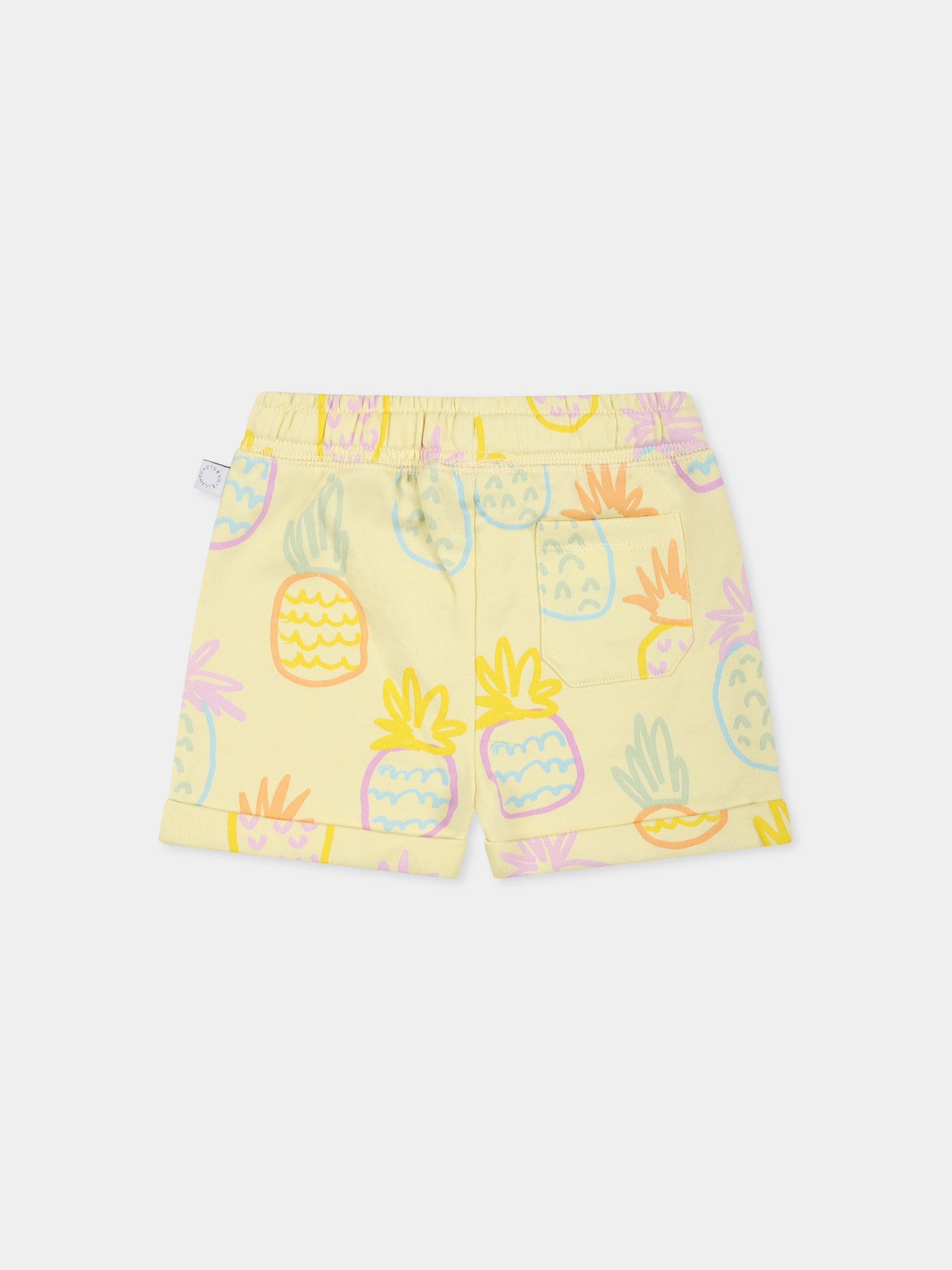Shorts gialli per neonata con ananas all over,Stella Mccartney Kids,TU6019 Z1633 229MC