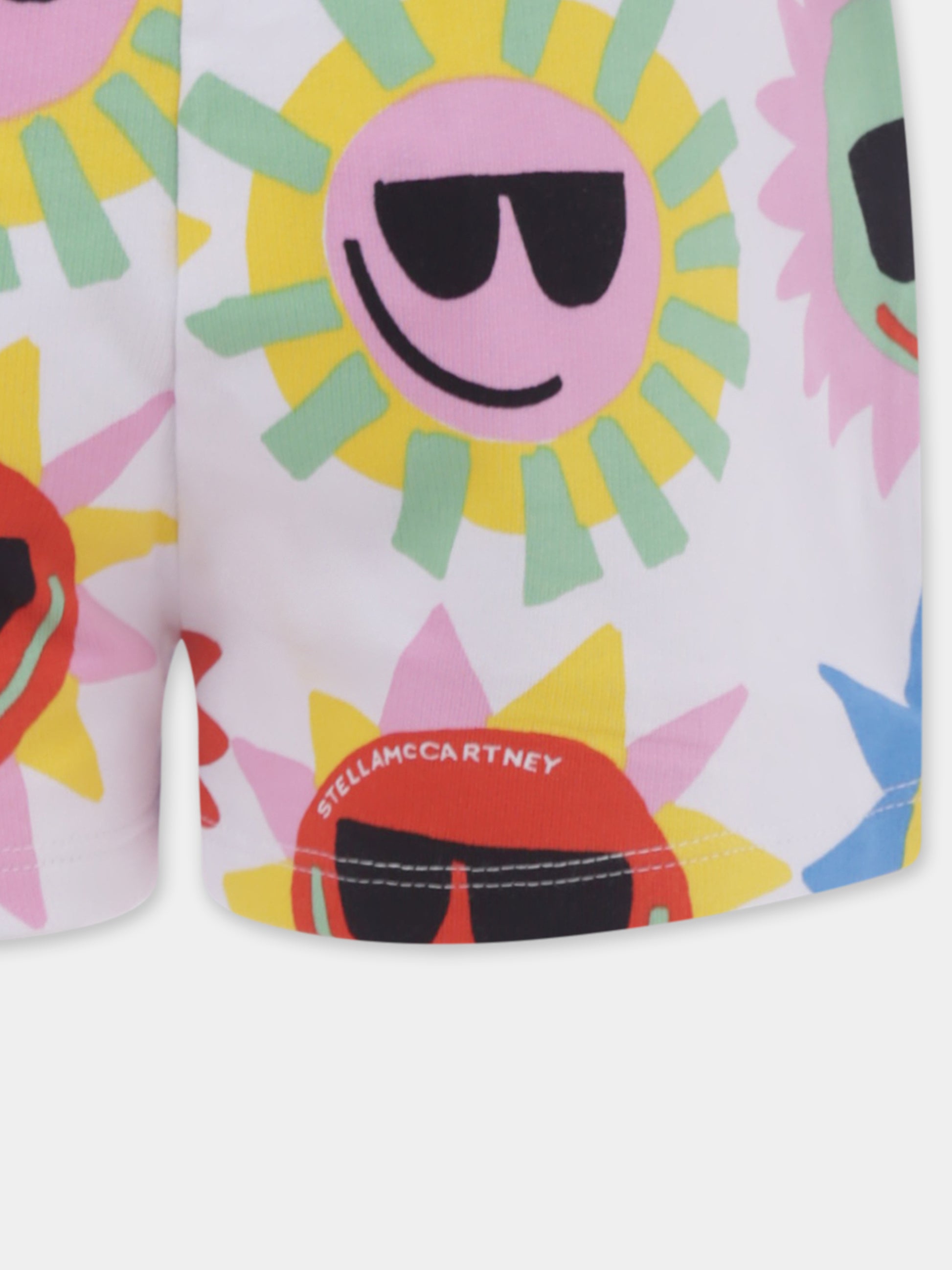 Shorts bianchi per bambina con sole all over,Stella Mccartney Kids,TU6C29 Z1582 100MC